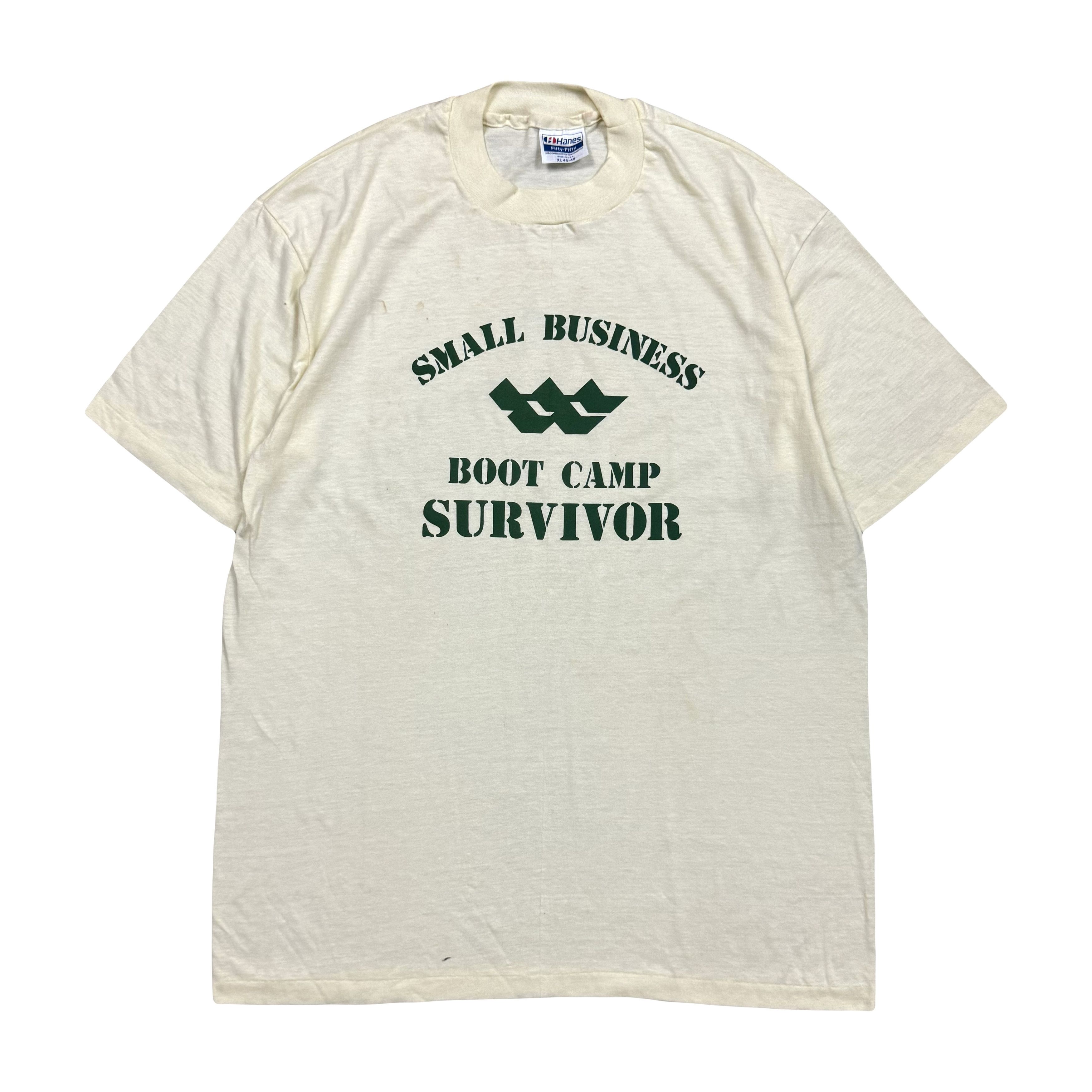 Vintage VTG 80s Small Business Boot Camp Military Survivor T Shirt Size US XL / EU 56 / 4 - 1 Thumbnail