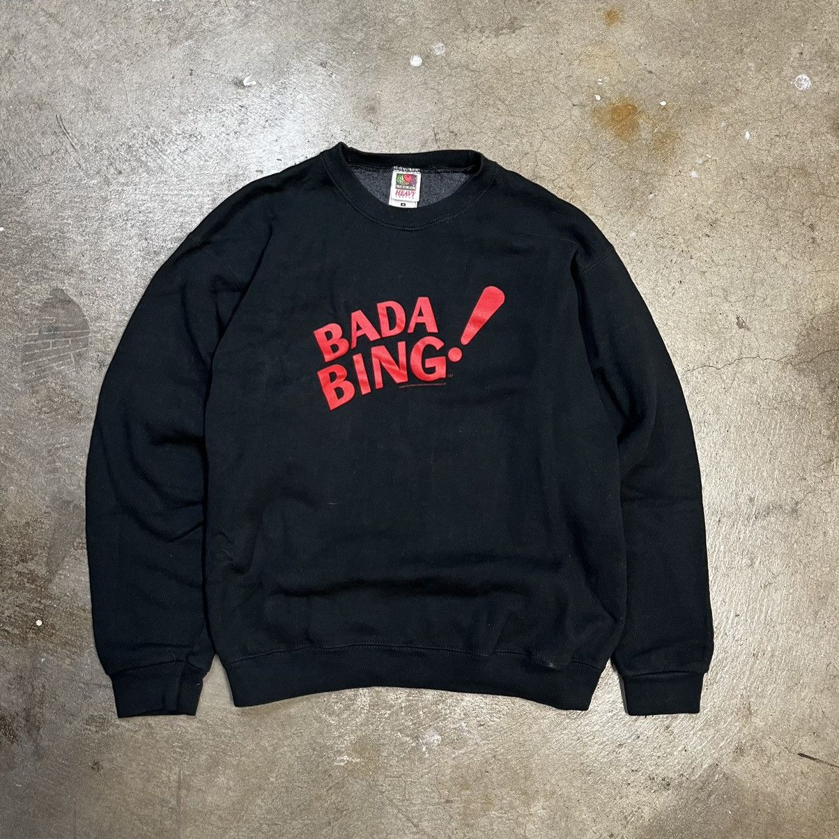 image of Fruit Of The Loom x Vintage Sopranos Bada Bing! Sweatshirt Medium in Black, Men's