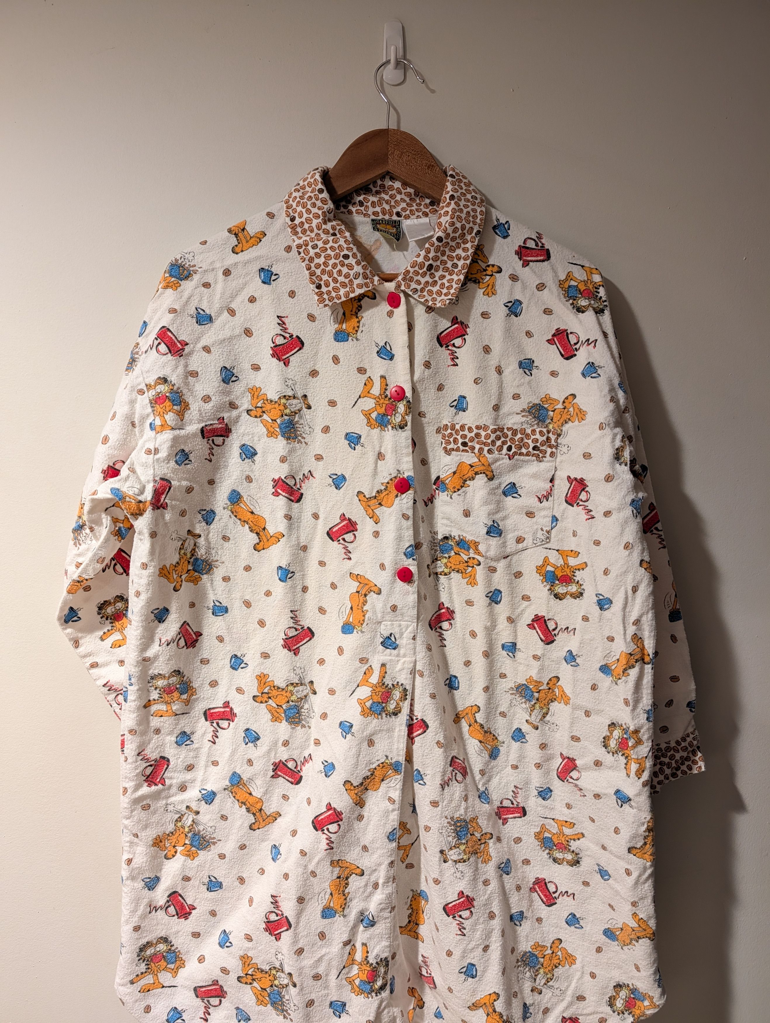 Cartoon Network Vintage 70s 80s Garfield Apparel Coffee Cartoon Sleep Wear Size US L / EU 52-54 / 3 - 1 Thumbnail
