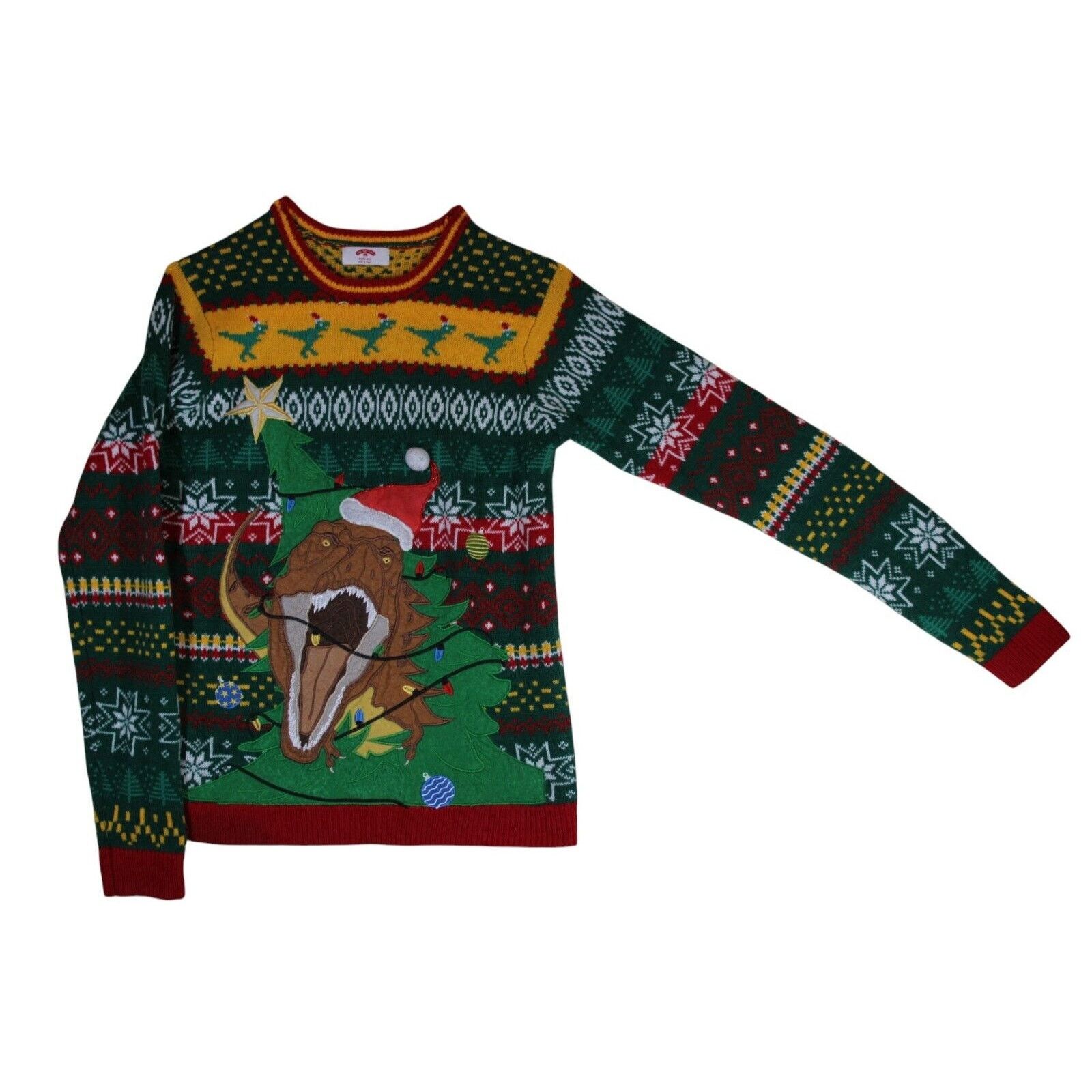 Other Christmas Ugly Sweater •Dinosaurs •Dragons Wearing Santa Cap Size US M / EU 48-50 / 2 - 3 Thumbnail