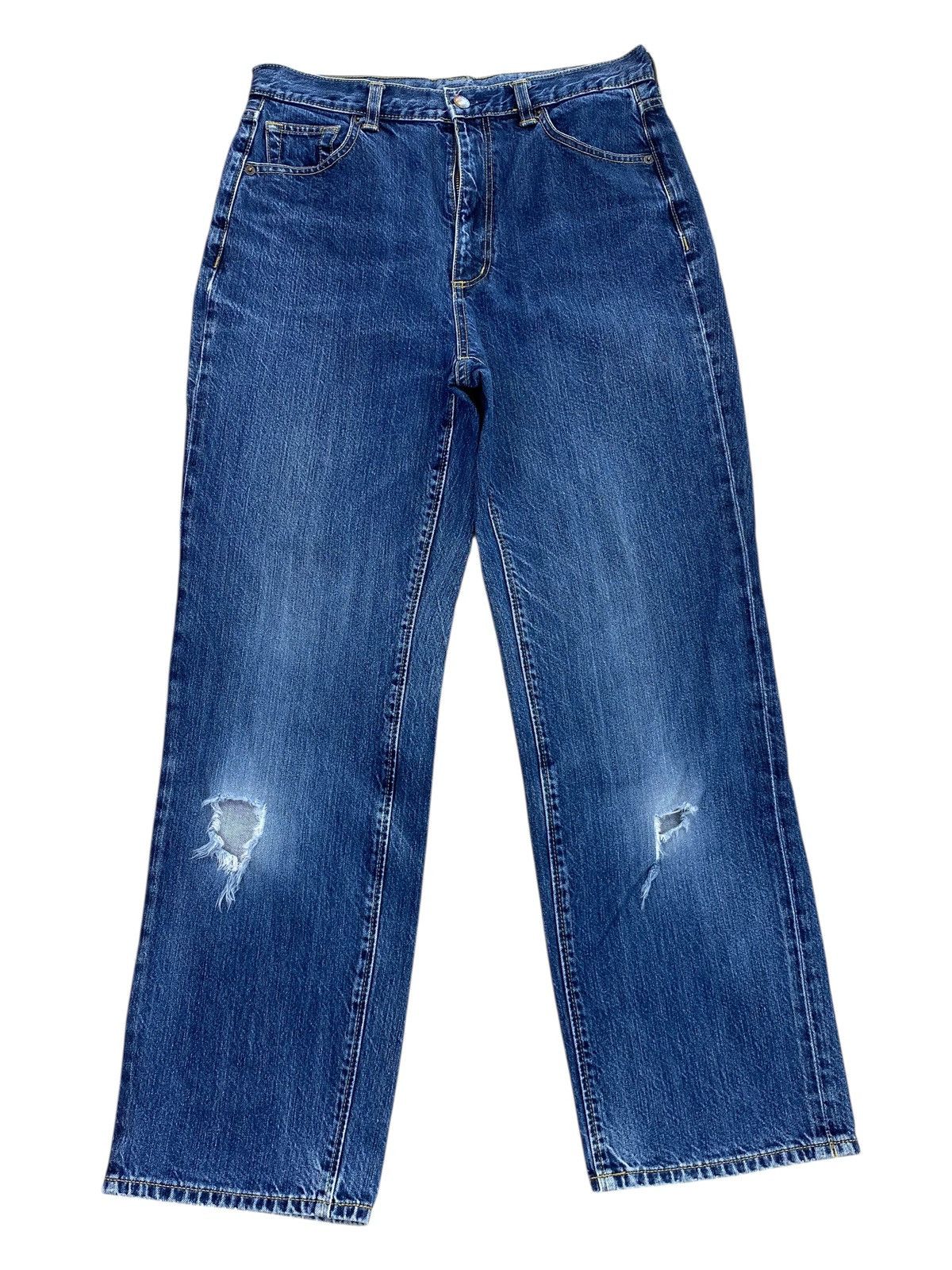 GU Vintage GU Blue Wash Style Ripped Jeans Size US 31 - 1 Thumbnail