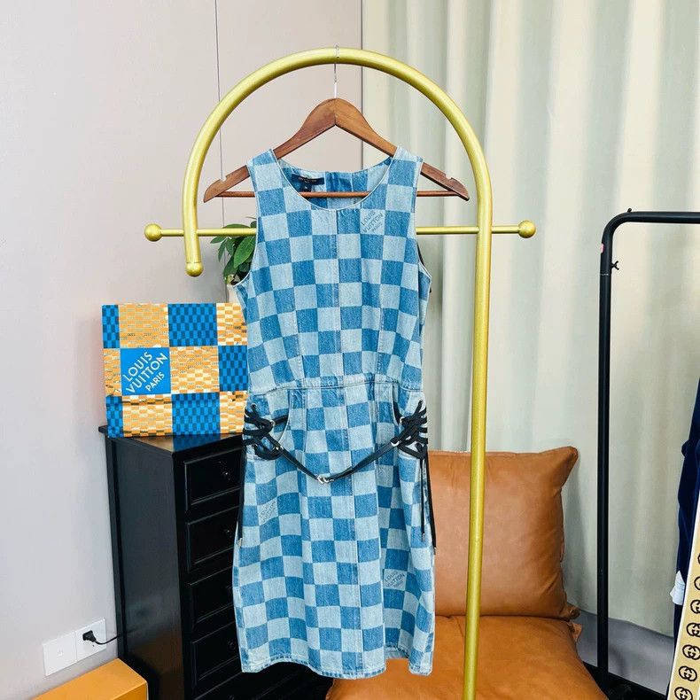Louis Vuitton Louis Vuitton Blue checkerboard dress Size XS / US 0-2 / IT 36-38 - 1 Thumbnail