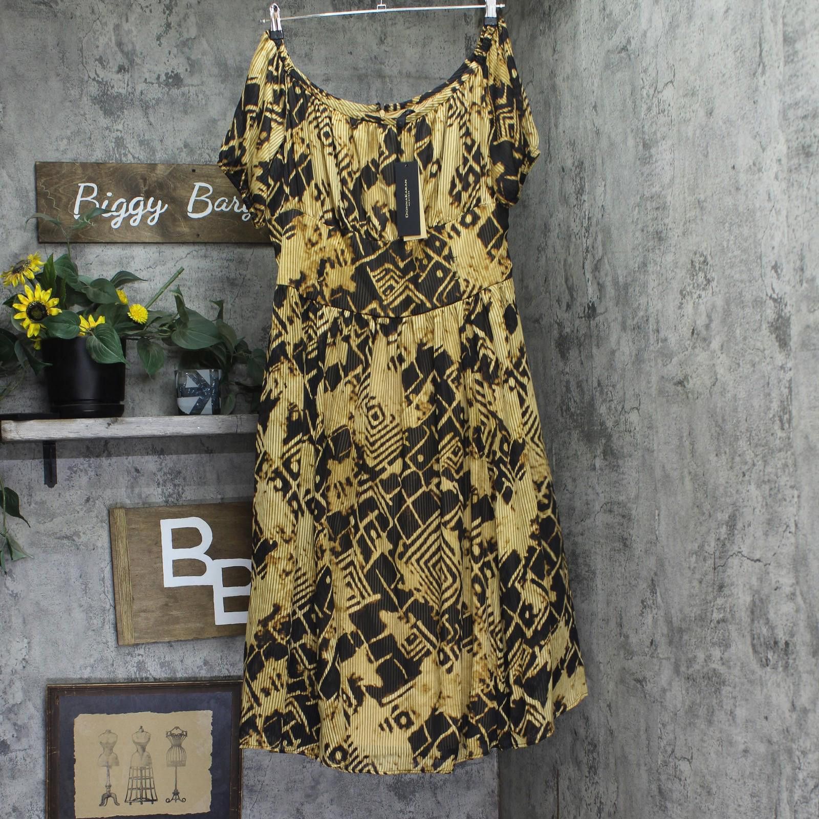 Donna Karan New Donna Karan Womens Chiffon A-line Dress Black / Fawn 14 Size XL / US 12-14 / IT 48-50 - 1 Thumbnail