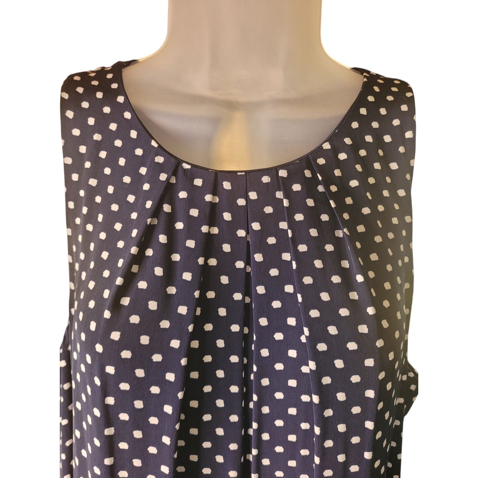 Alfani Alfani Retro Navy Dress Polka Dot Sleeveless Lined Sz 16 Size XXL / US 16-18 / IT 52-54 - 3 Thumbnail