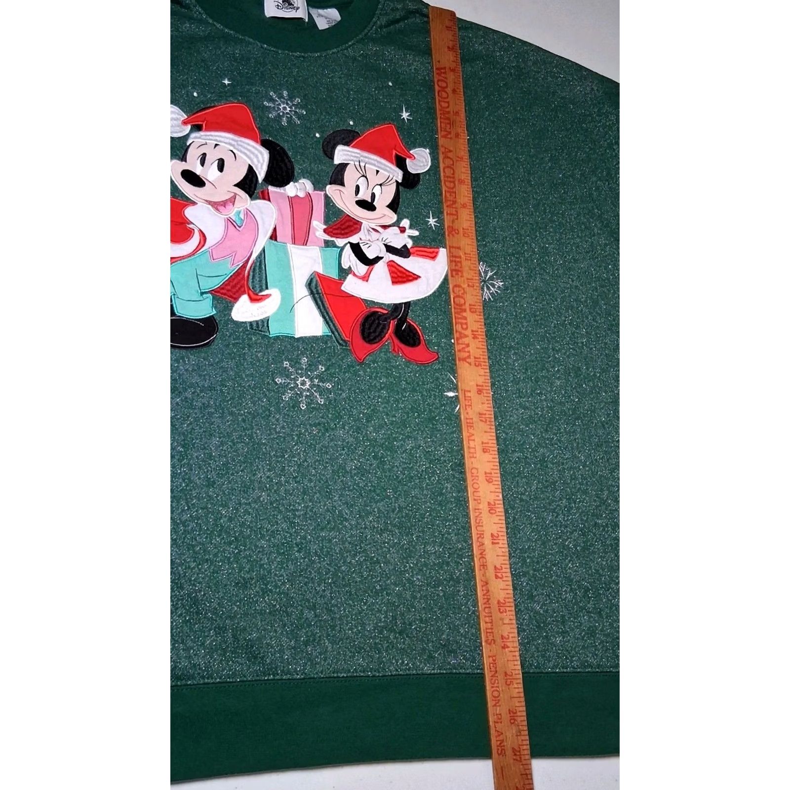 Vintage VINTAGE Disney Parks Christmas Sweatshirt Women Plus Size 3X Green Glitter Mickey Minnie Sweatshirt Size XXL / US 16-18 / IT 52-54 - 4 Thumbnail
