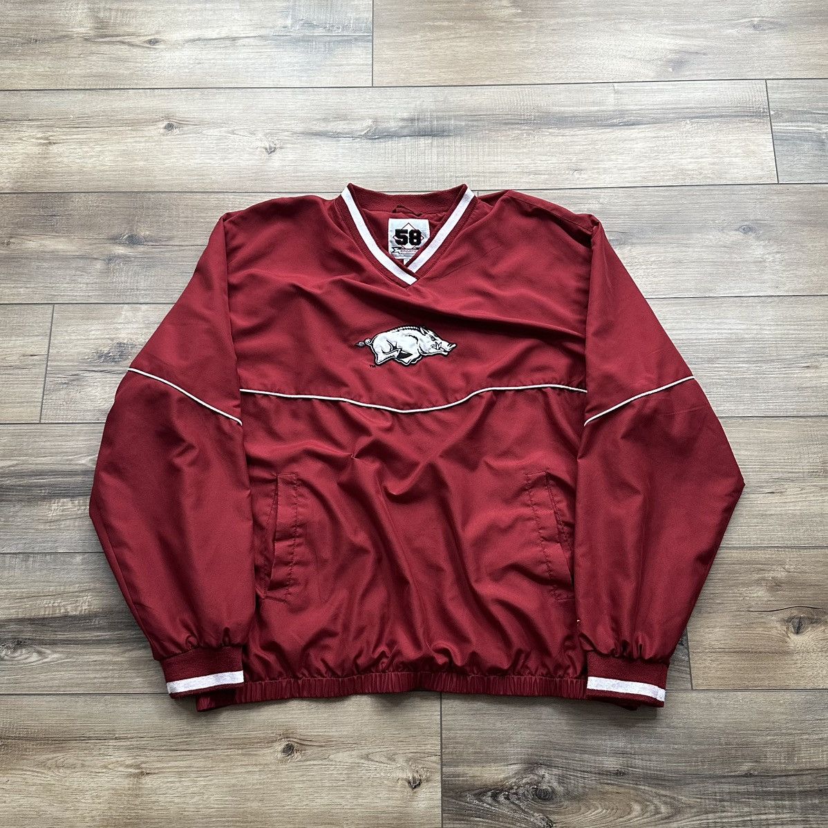 Other Vintage 90s Arkansas Razorbacks Red Windbreaker Pullover Size US XXL / EU 58 / 5 - 1 Thumbnail