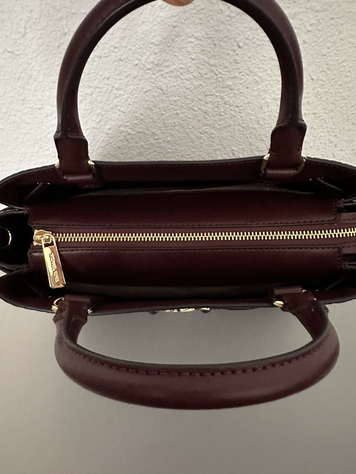 Michael Kors Reed Large Croc-Embossed Leather Belted Satchel Oxblood Size ONE SIZE - 10 Thumbnail