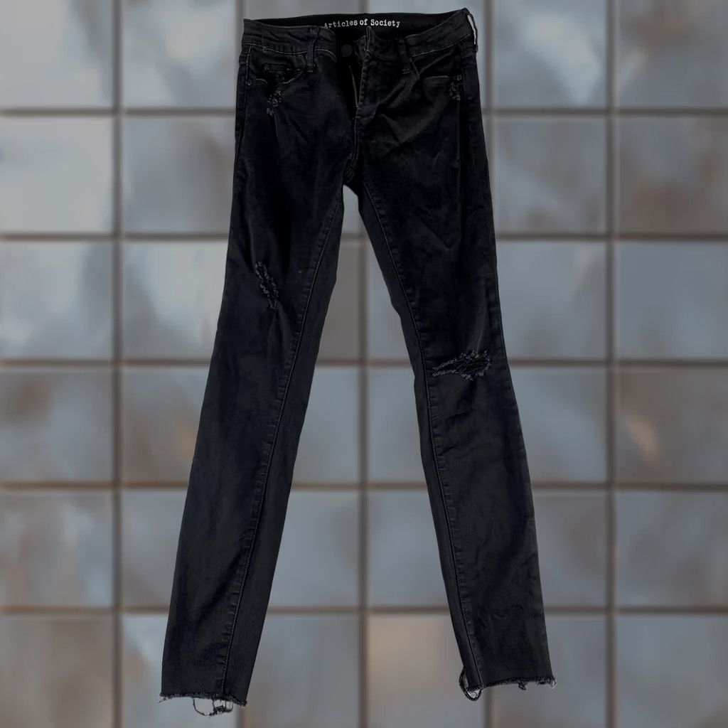 Vintage ARTICLES OF SOCIETY Skinny Jeans Black Womens Size 25 Size 42" / US 20 - 1 Thumbnail