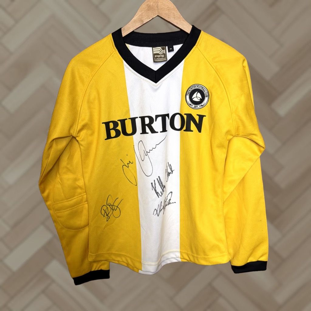 Burton VINTAGE Burton Shirt Womens Medium Yellow Soccer Jersey Pipe Football Club Signed Size L / US 10 / IT 46 - 1 Thumbnail