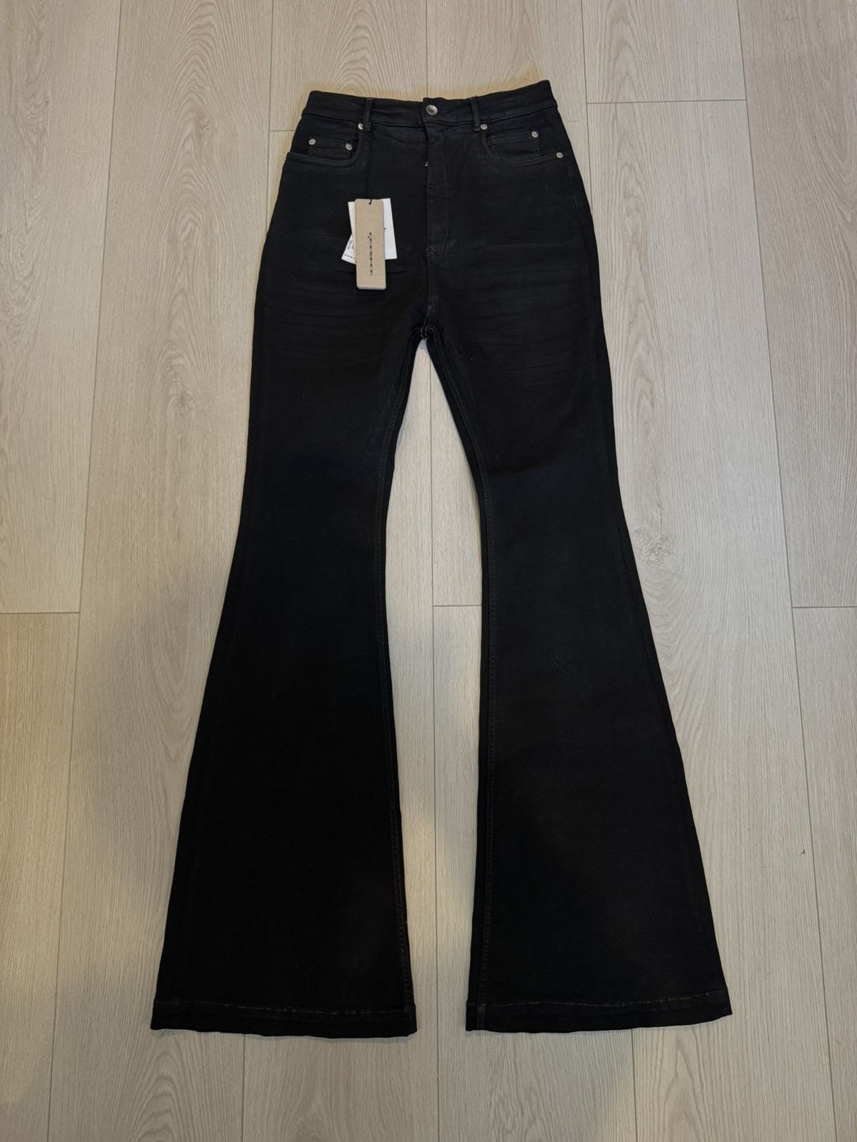 Rick Owens Drkshdw Rick Owens Black Whiskered Flared Jeans Size US 31 - 1 Thumbnail