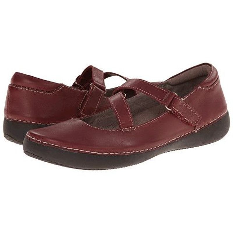Vionic Judith Mary Jane Shoe Leather Strap Strap Round Red 9