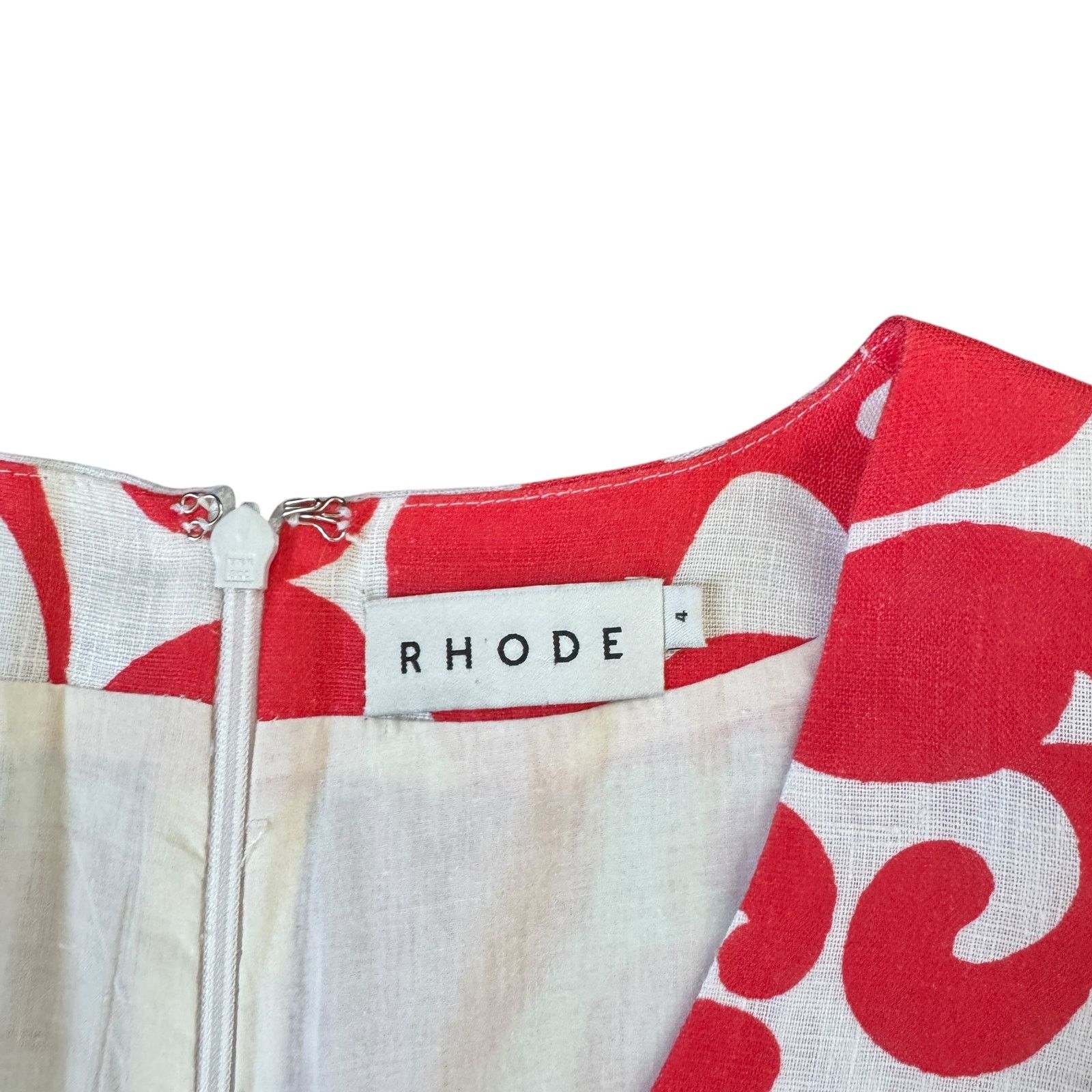 RHODE Rhode Mariana Printed Linen Dress Red Size S / US 4 / IT 40 - 5 Thumbnail