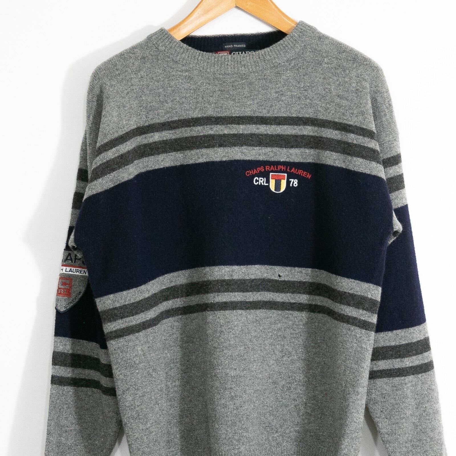 Chaps × Vintage Vintage Chaps Ralph Lauren Striped Wool Sweater M Distressed Size US M / EU 48-50 / 2 - 2 Thumbnail