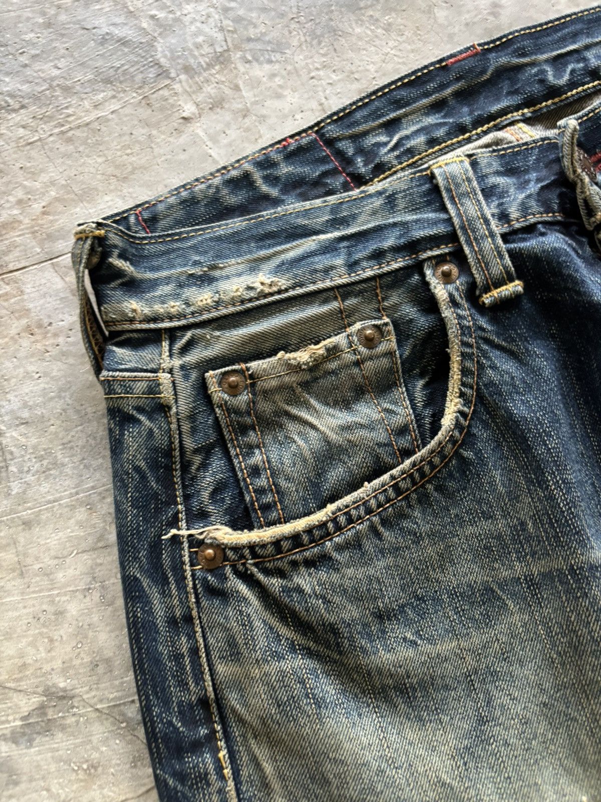Edwin edwin distressed japanese denim studded skull punk sashiko Size US 28 / EU 44 - 7 Thumbnail