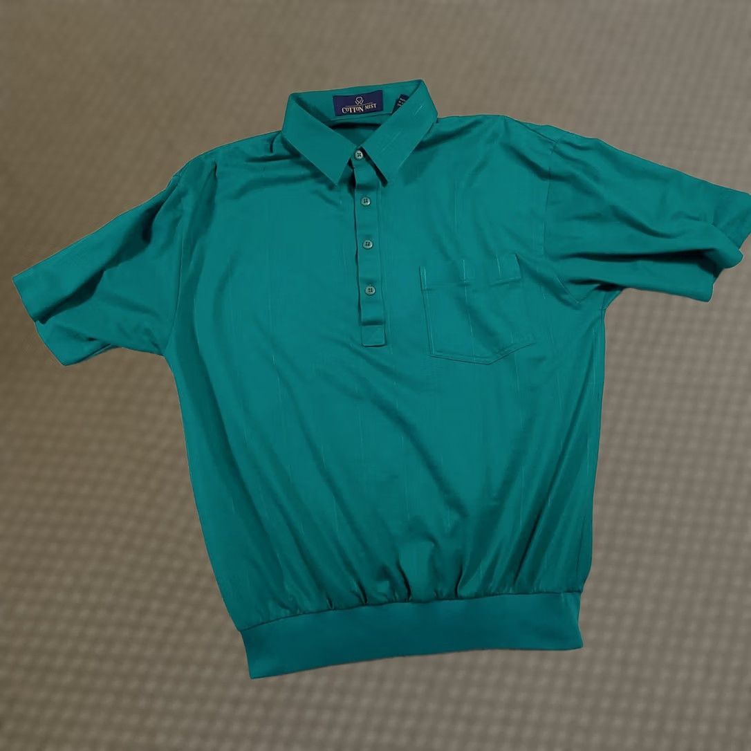Vintage Cotton Mist Polo Shirt Mens M Green Short Sleeve Pocket Retro Pullover Tee Size US M / EU 48-50 / 2 - 1 Thumbnail