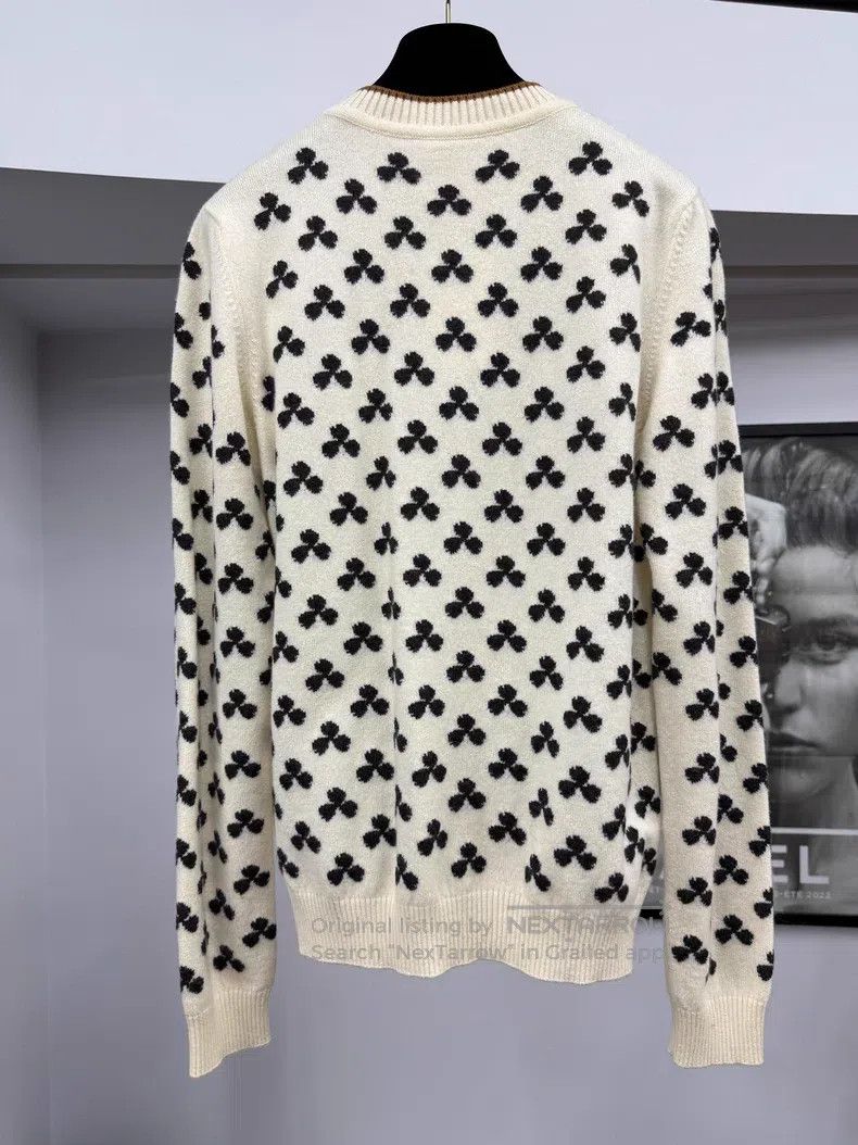 Hermes Hermes White four-leaf clover cashmere cardigan Size XS / US 0-2 / IT 36-38 - 3 Thumbnail