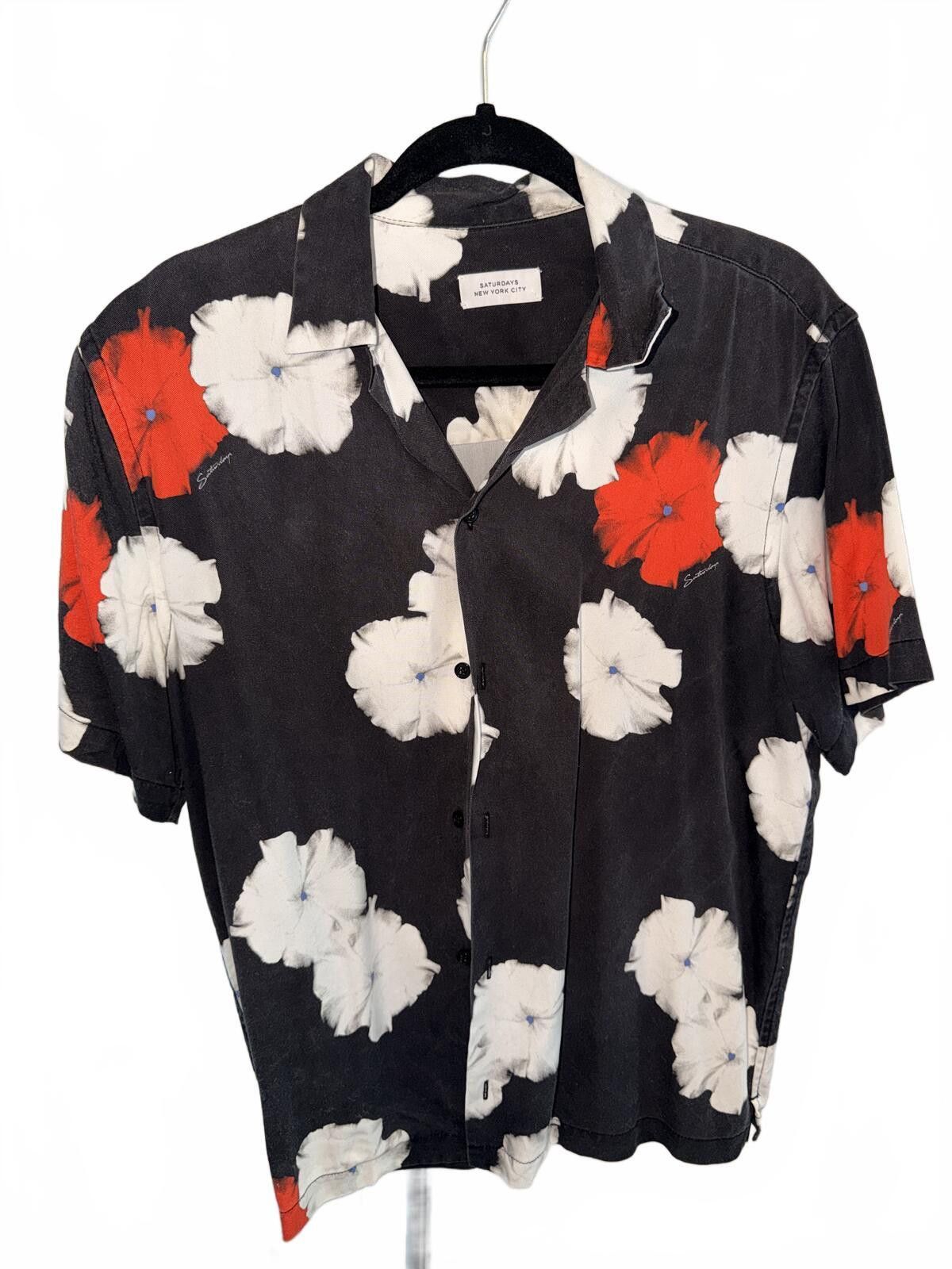 Other Saturdays NYC Black Floral Short Sleeve Button-Up Shirt Size US M / EU 48-50 / 2 - 1 Thumbnail