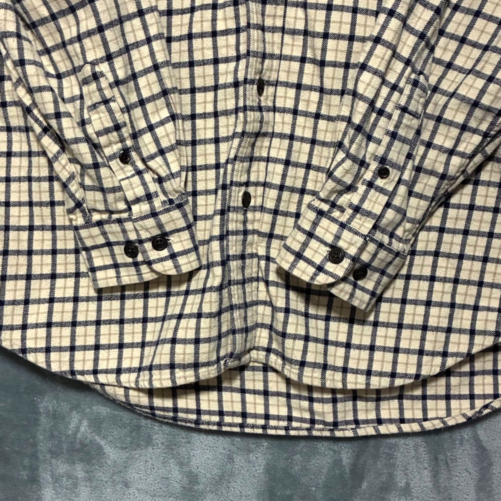 Eddie Bauer Eddie Bauer Button-Down Shirt Cotton Tattersall Check Men M Ivory Navy Tan Plaid Casual Workwear Autumn Winter Spring Outdoors Size US M / EU 48-50 / 2 - 4 Thumbnail