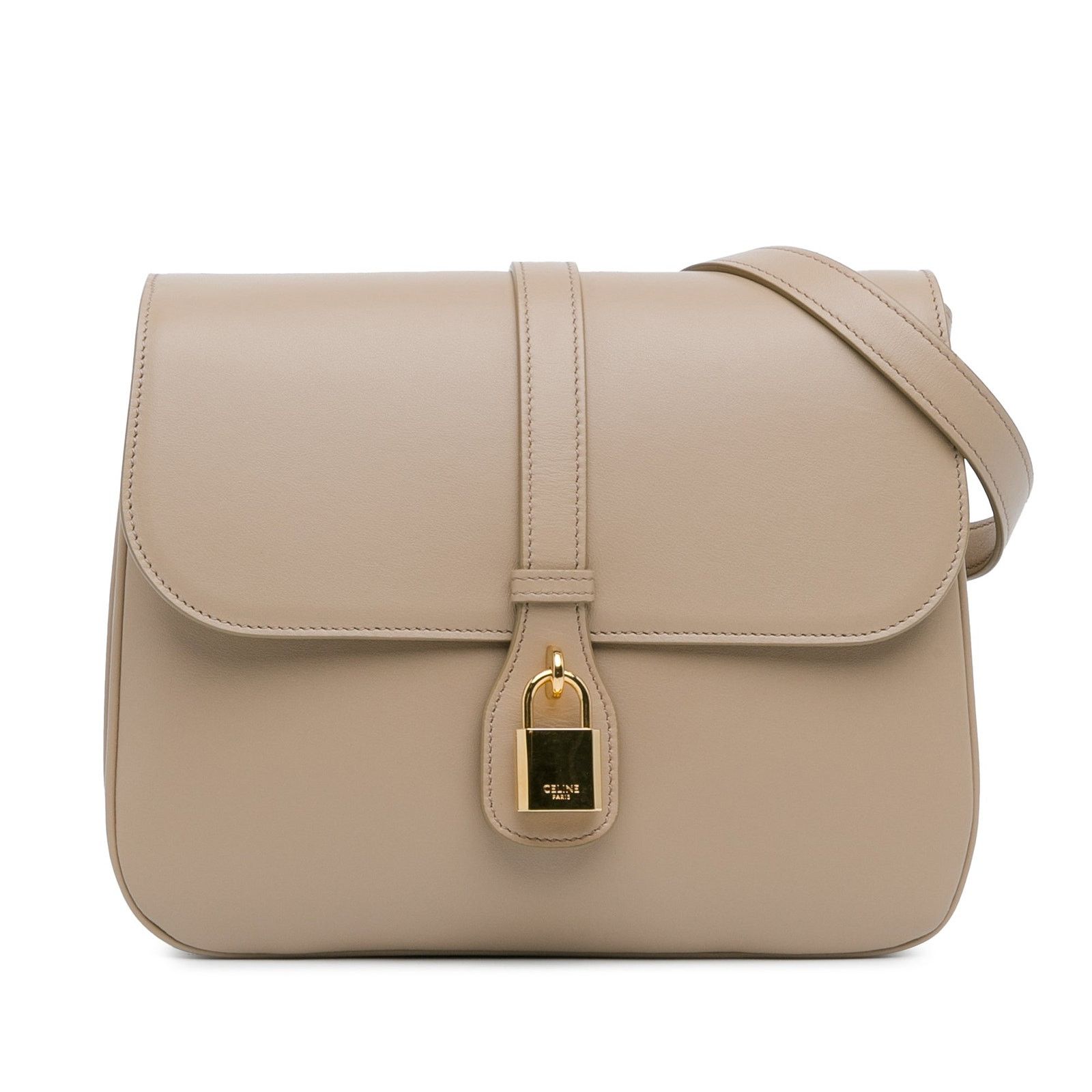 Celine Celine White Tan Triomphe Canvas Clutch With Chain