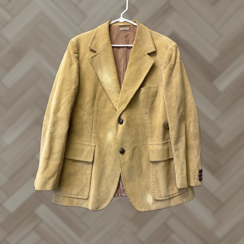 Vintage VINTAGE Monsieur Lauro Western Corduroy Jacket Coat Mens 44R Brown 70s Vintage Leather Buttons Pockets Long Size US S / EU 44-46 / 1 - 1 Thumbnail