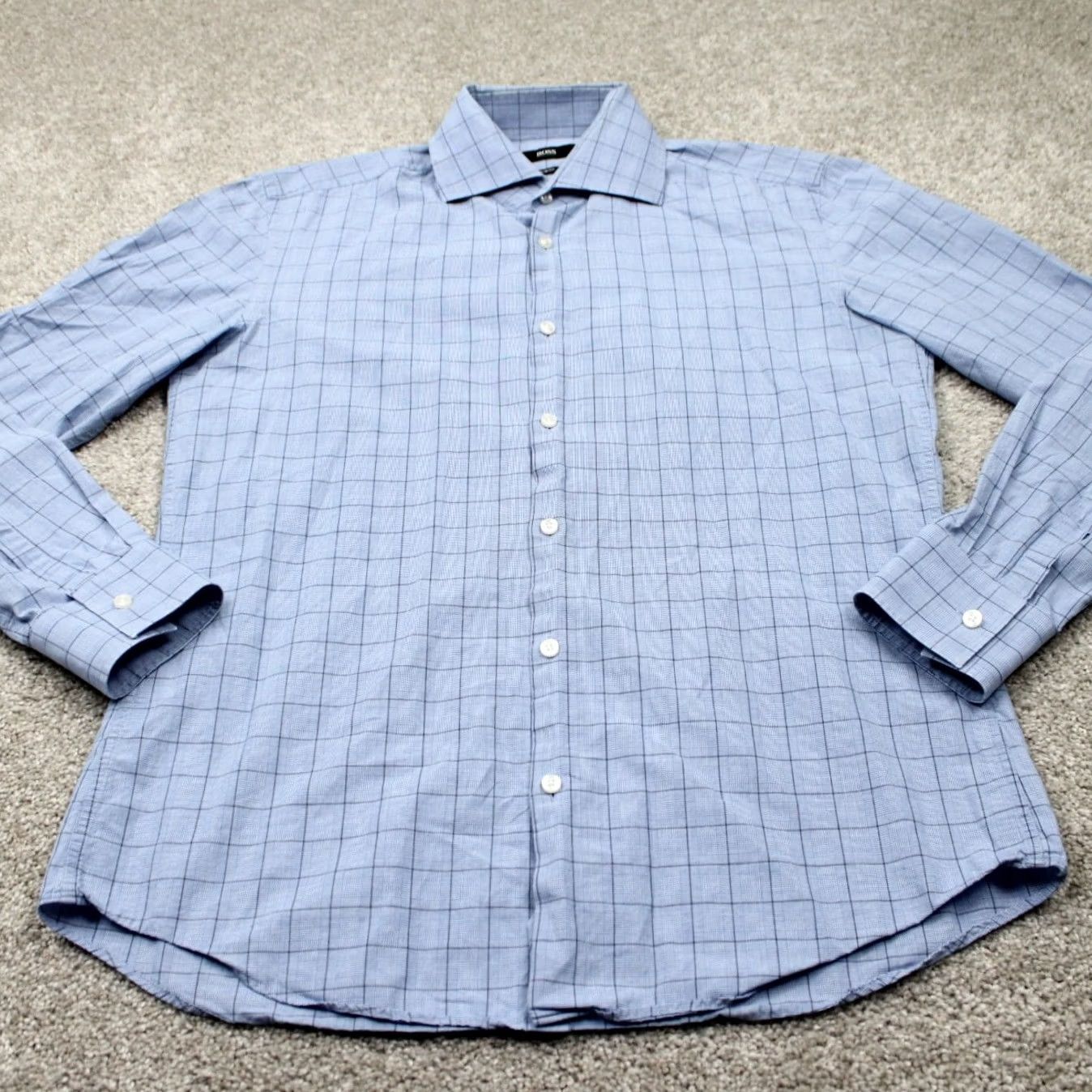 Hugo Boss HUGO BOSS Prince Shirt Mens 15 1/2, 39 Blue Slim Fit L/S Cotton Button Up Dress Shirt Shirt Mens Blue Slim Cotton Blue 80s? Size US L / EU 52-54 / 3 - 3 Thumbnail