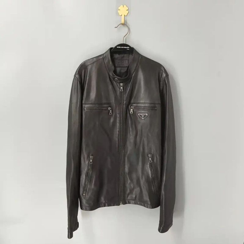Prada Prada Black Leather Men's Jacket Size US S / EU 44-46 / 1 - 1 Thumbnail
