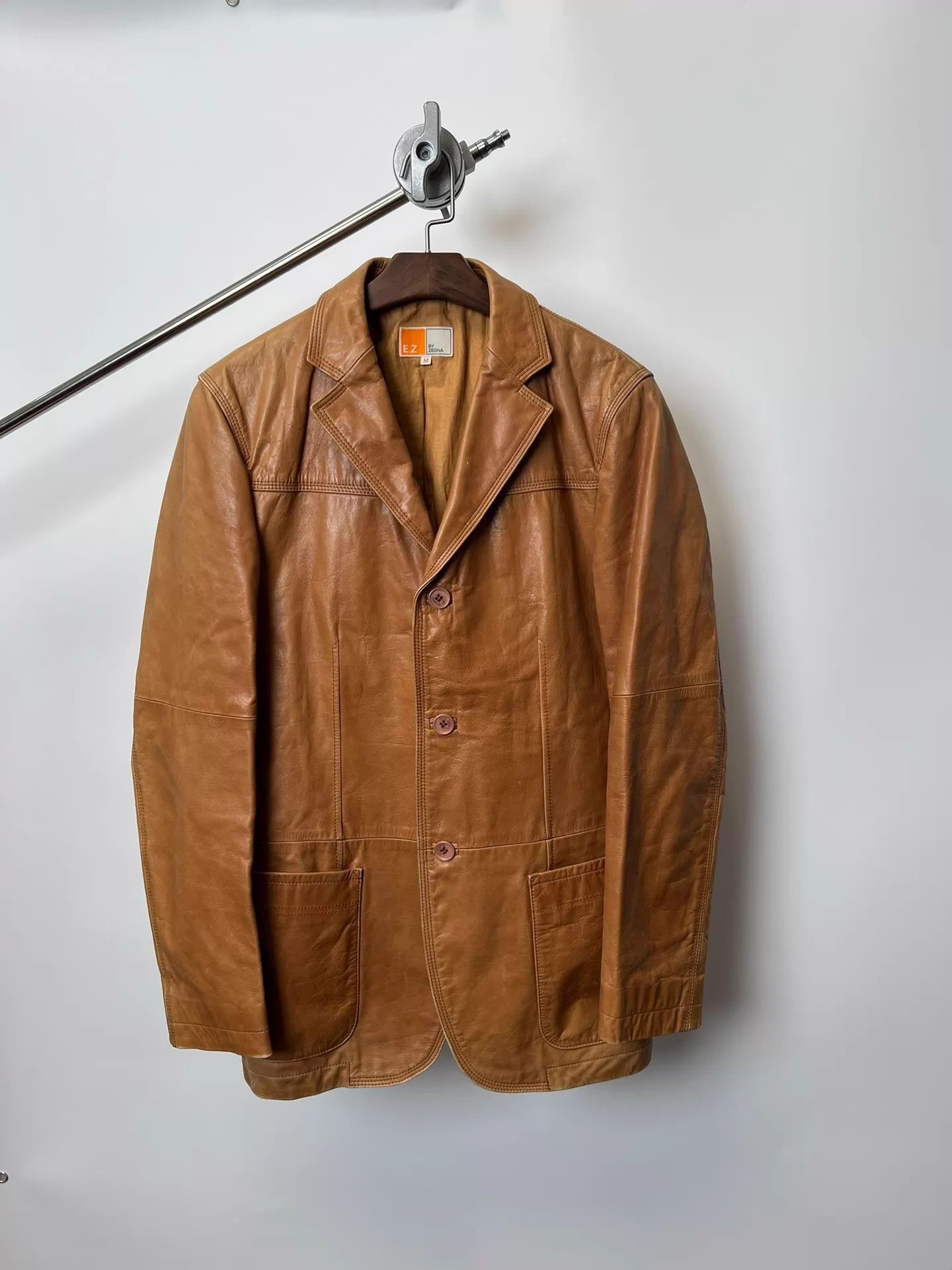 Ermenegildo Zegna EZ Zegna Vintage Distressed Leather Tailored Blazer M Size US M / EU 48-50 / 2 - 2 Thumbnail