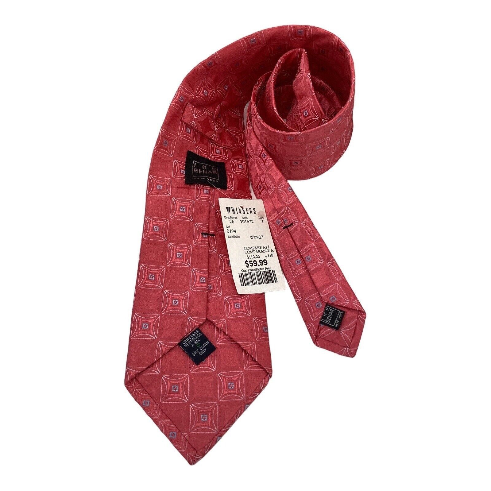 Ike Behar IKE BEHAR Red Geometric Luxury Designer Silk Tie Made In USA Size ONE SIZE - 2 Thumbnail