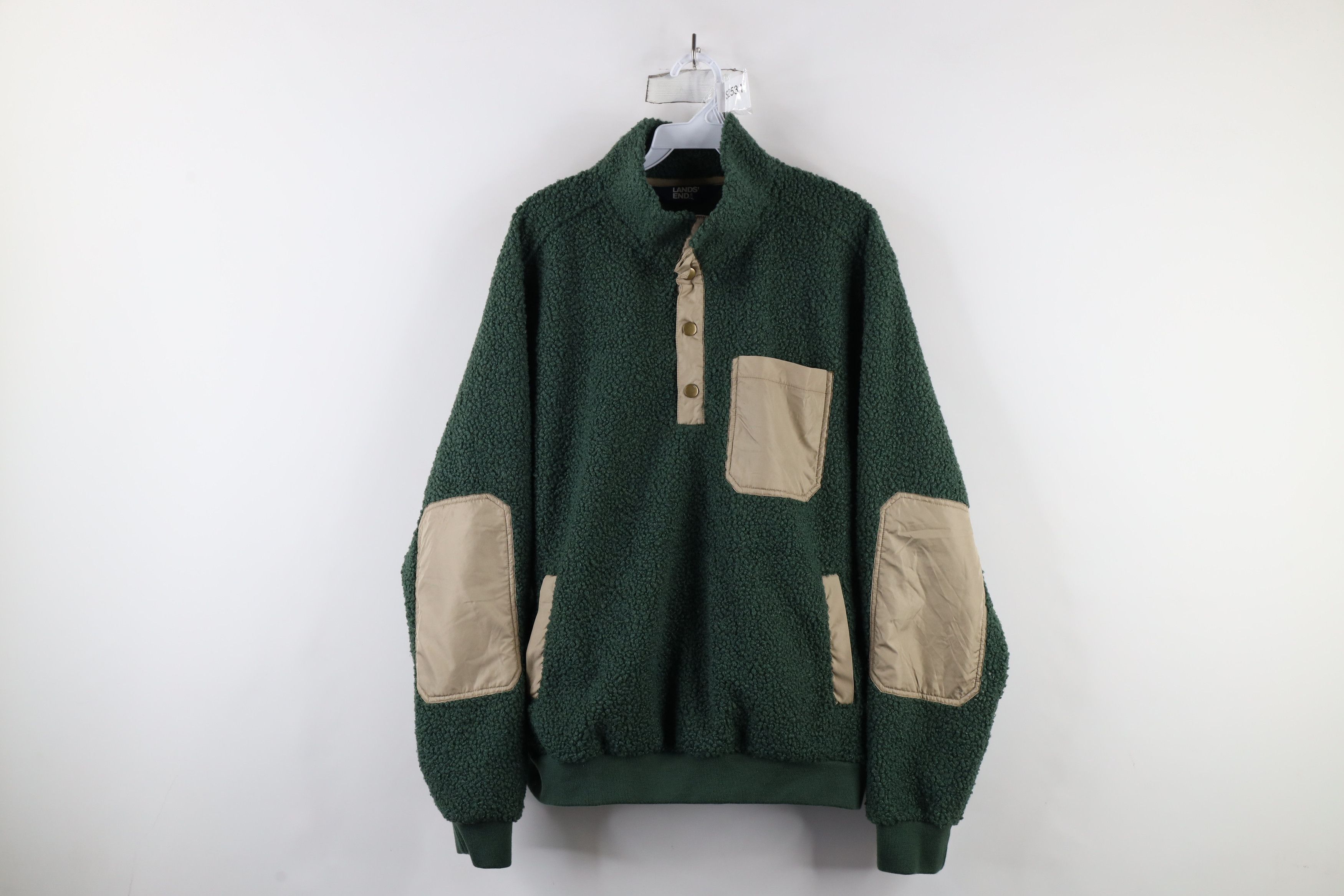 Lands' End × Vintage Vintage Lands End Fleece Elbow Patch Snap Button Sweater Size US M / EU 48-50 / 2 - 1 Thumbnail