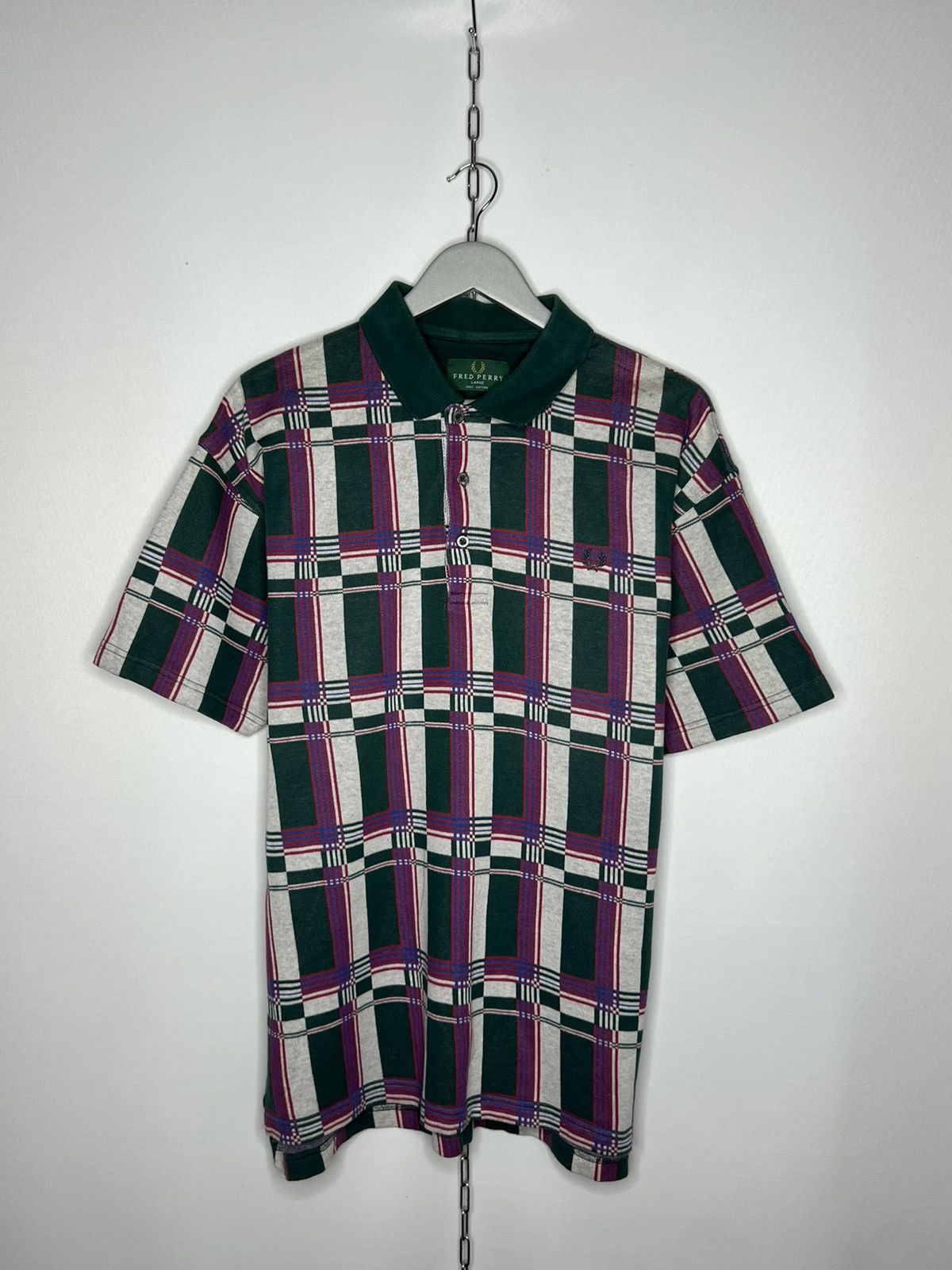 Other 🔥 Rare Vintage Fred Perry Plaid Polo Shirt Short Sleeve 🔥 Size US L / EU 52-54 / 3 - 1 Thumbnail