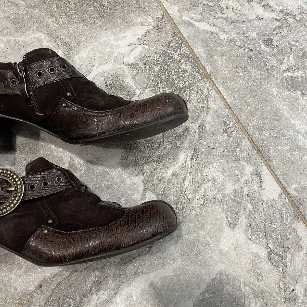 Japanese Brand 37 brown cyber punk cowboy western heels boots 90s aztek roc Size US 7 / IT 37 - 4 Thumbnail