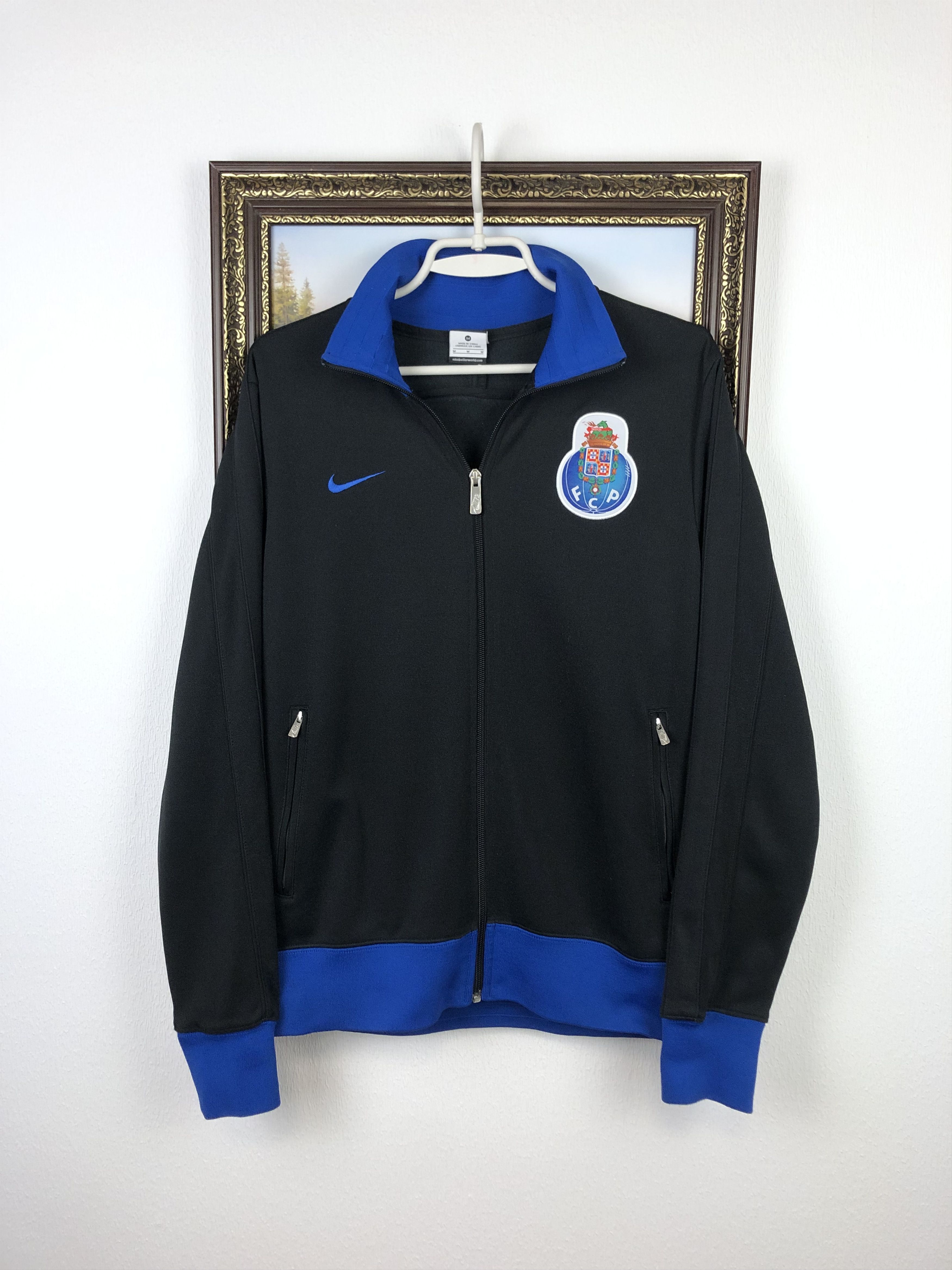 Nike FC Porto Football Jacket Soccer Track Top Black Mens