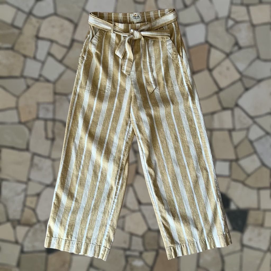 Marine Layer VINTAGE Marine Layer Franki Wide Leg Pant in Gold Stripe 24” Inseam Women’s XS Size 26" / US 2 / IT 38 - 1 Thumbnail