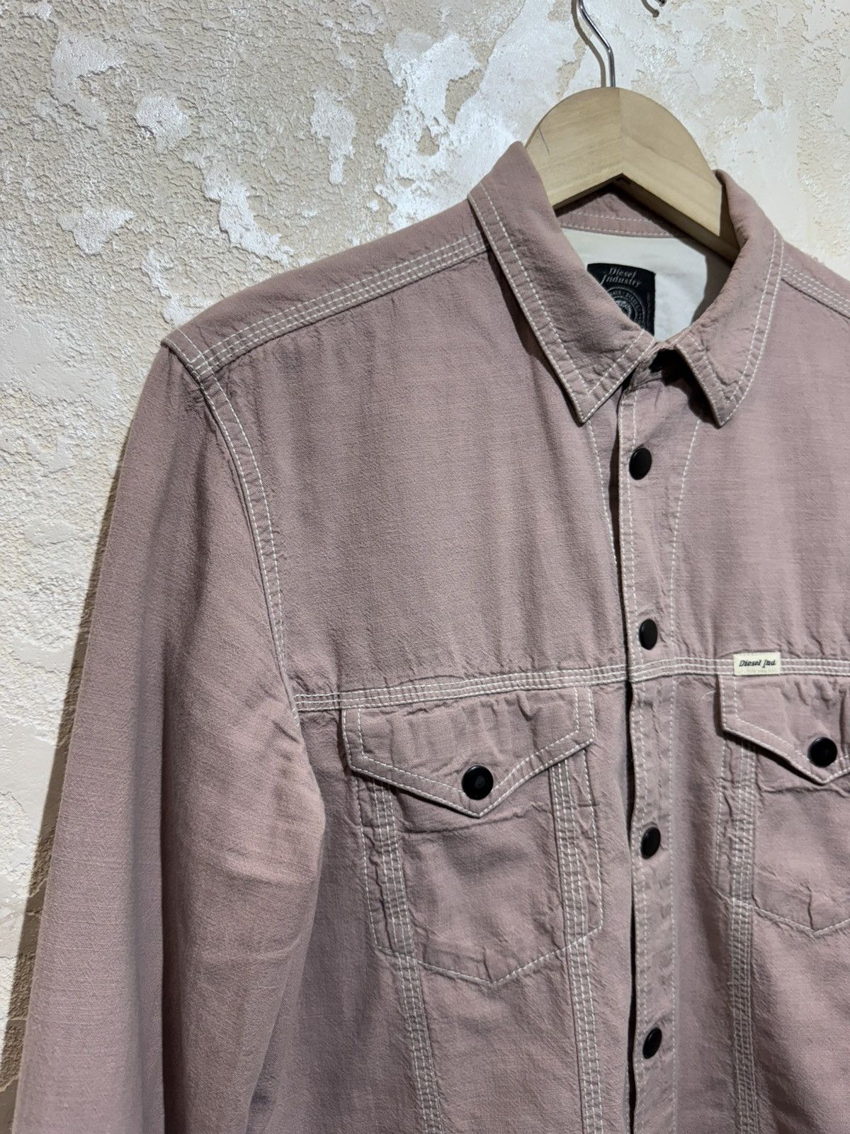 Diesel × Vintage Men's Diesel Long Sleeve Shirt Pink Plaid pattern Vintage Size US M / EU 48-50 / 2 - 3 Thumbnail