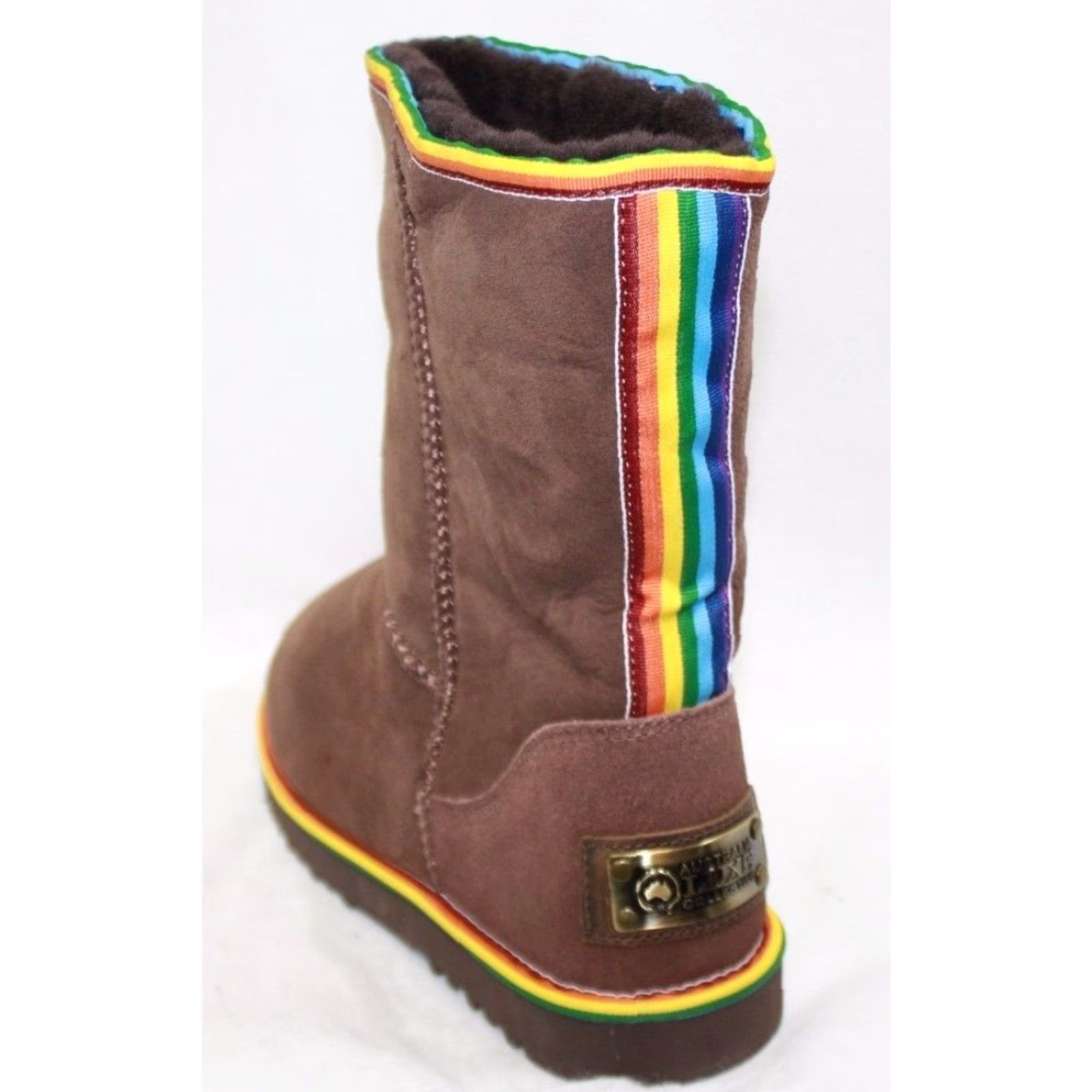 Rainbow Australia Luxe Rainbow Short Boots Womens 10 Chocolate Brown Slip On Mid-Calf Suede Leather Brown Boots Size 32" / US 10 / IT 46 - 3 Thumbnail