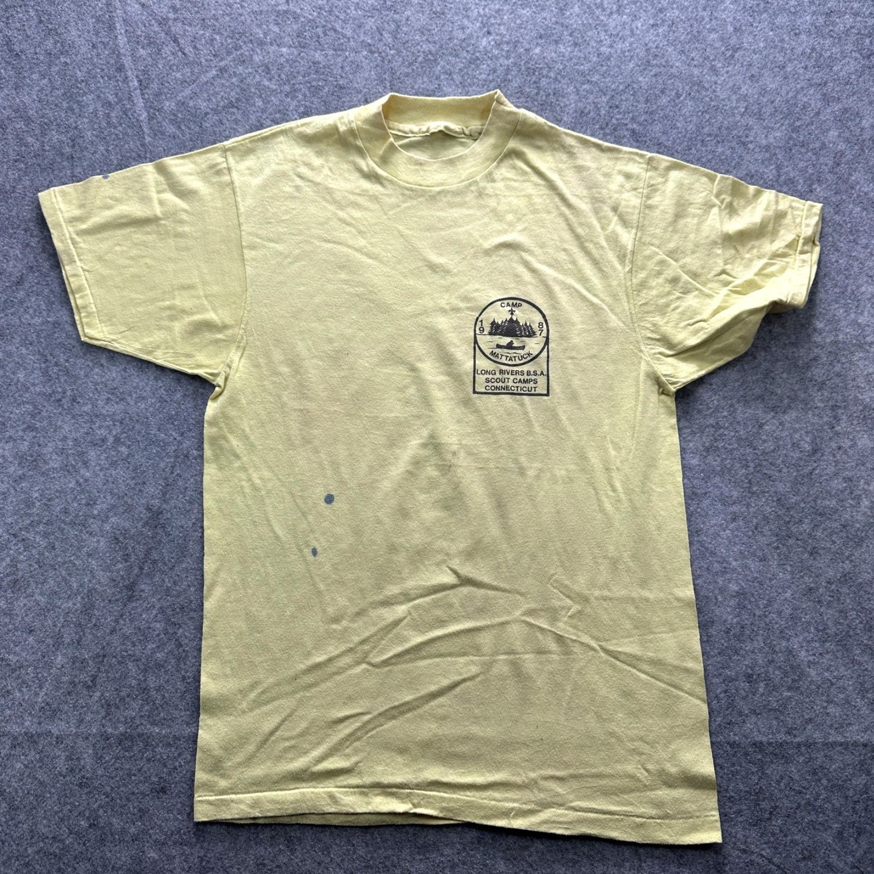 Vintage VINTAGE Camp Mattatuck Shirt Mens Large Yellow Graphic BSA Scout Camp 1987 80s Size US L / EU 52-54 / 3 - 2 Thumbnail