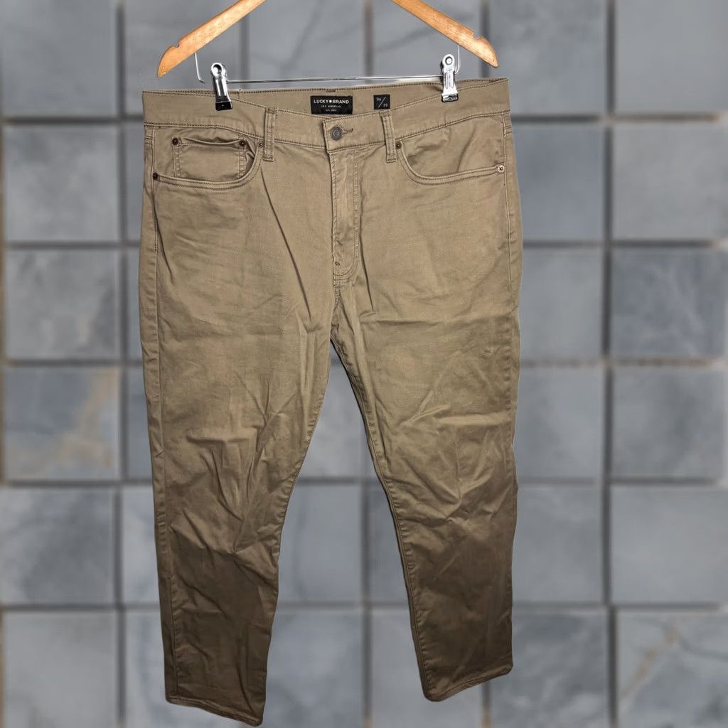 Lucky Brand Lucky Brand Chino Pants Mens 31x30 Khaki Slim Straight Stretch 5 Pocket Beige Flat Front Casual Size US 36 / EU 52 - 1 Thumbnail