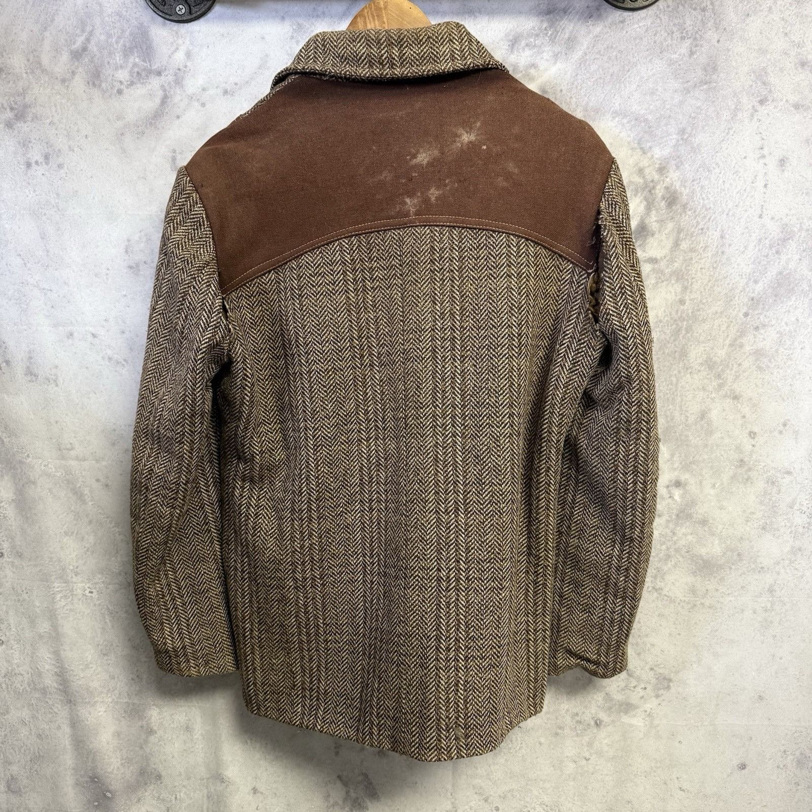 Vintage VTG 70s Pioneer Jacket Western Boho Cowboy Herringbone Wool Size US L / EU 52-54 / 3 - 3 Thumbnail