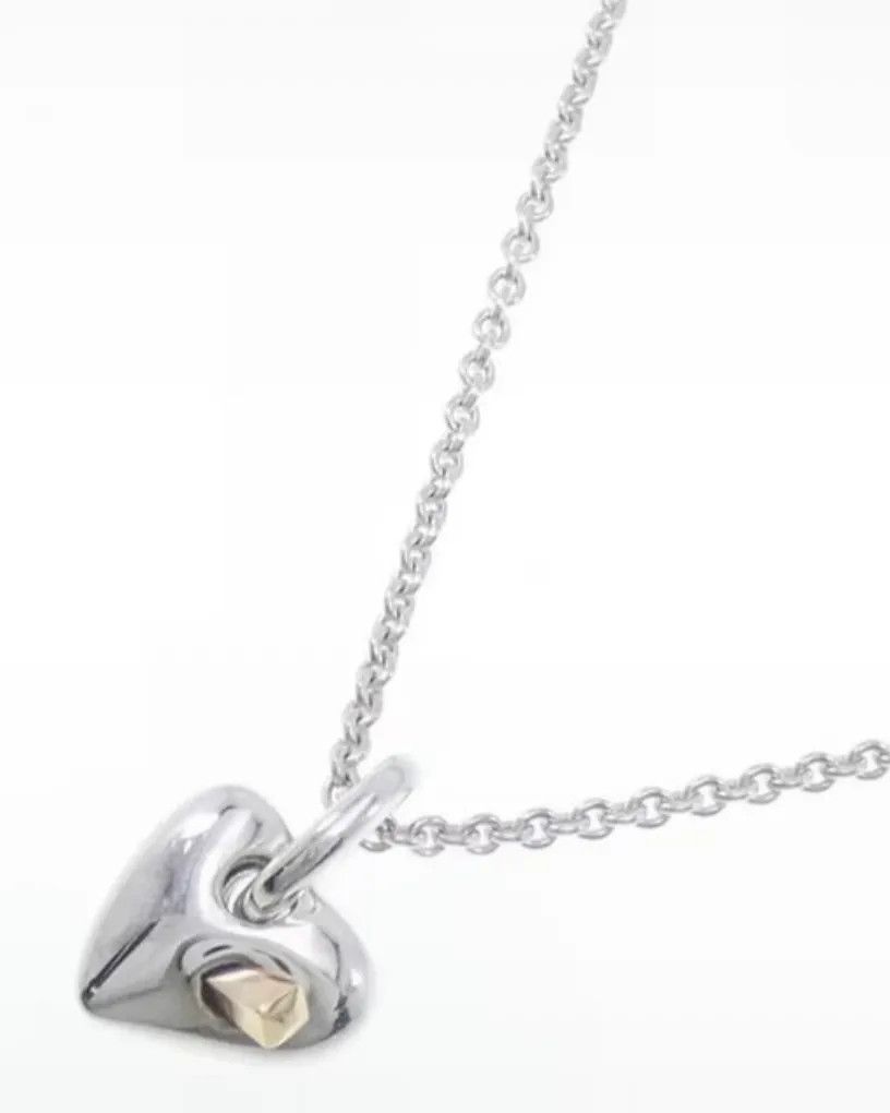 Hermes × Vintage Hermès Silver 925 Broken Heart Pendant Signature Necklace Size ONE SIZE - 3 Thumbnail