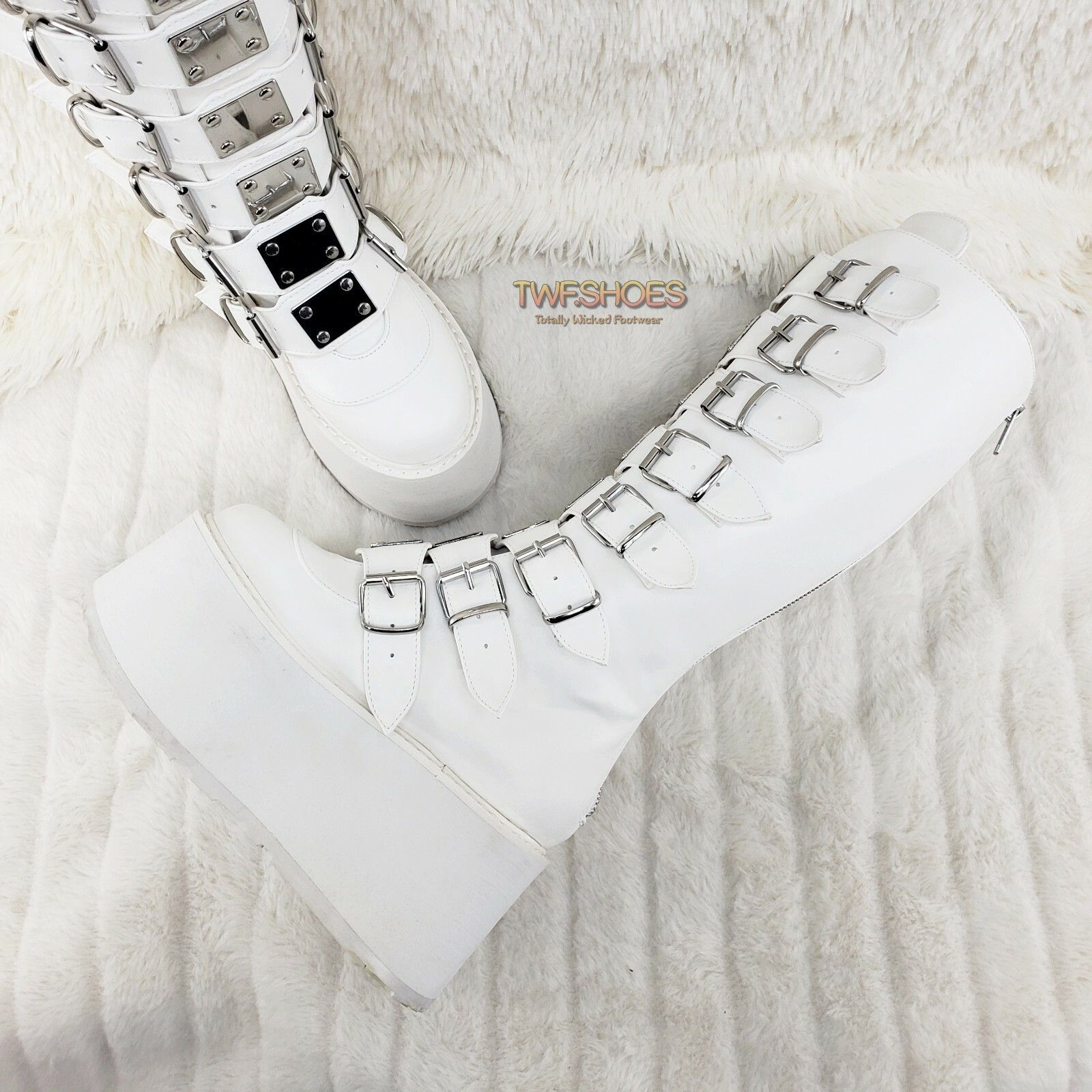 Demonia Cult DEMONIA Damned 318 Multi Strap Goth Punk Rock 3.5" Platform Size US 7 / IT 37 - 2 Thumbnail