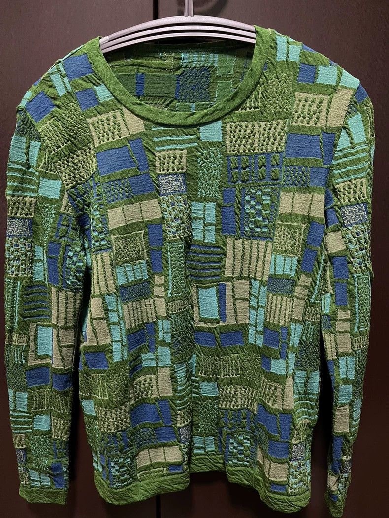 Issey Miyake Issey Miyake Green color-blocked knitted top Size M / US 6-8 / IT 42-44 - 1 Thumbnail