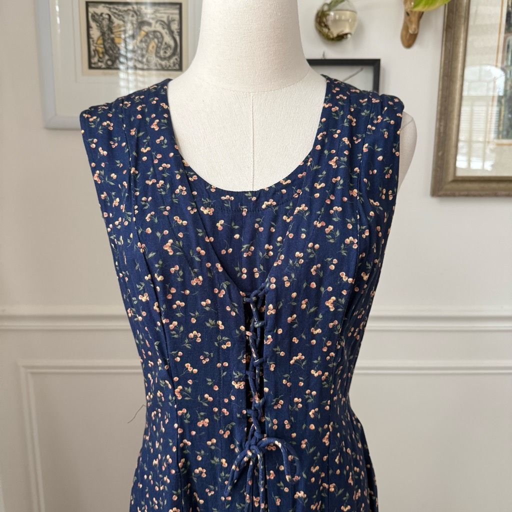 Vintage Vintage 90s Cristin Steven’s Calico Lace Front Prairie Dress L Size L / US 10 / IT 46 - 2 Thumbnail