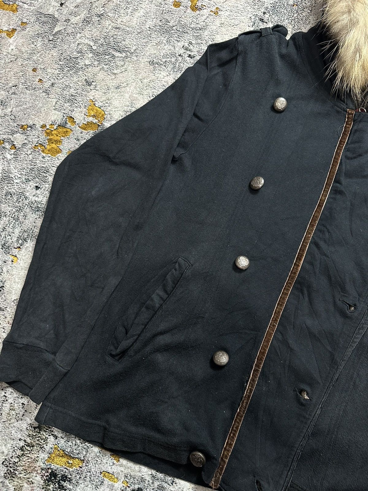 14th Addiction JAPANESE QUASH BIG STUDDED FUR JACKET HOODIE GOA LGB STYLE Size US M / EU 48-50 / 2 - 4 Thumbnail
