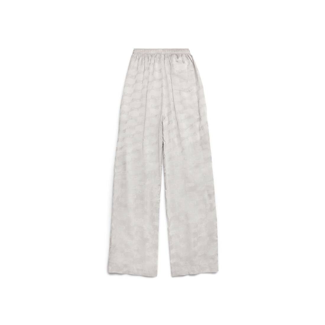 Balenciaga o1tr1nto0825 BB Monogram Pyjama Pants in Light Grey Size 24" / US 00 / IT 34 - 2 Thumbnail