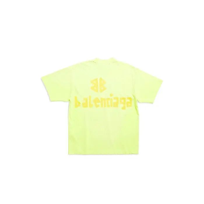 Balenciaga o1w1db10126 Tape Type T-Shirt Medium Fit in Neon Yellow Size US XXS / EU 40 - 2 Thumbnail