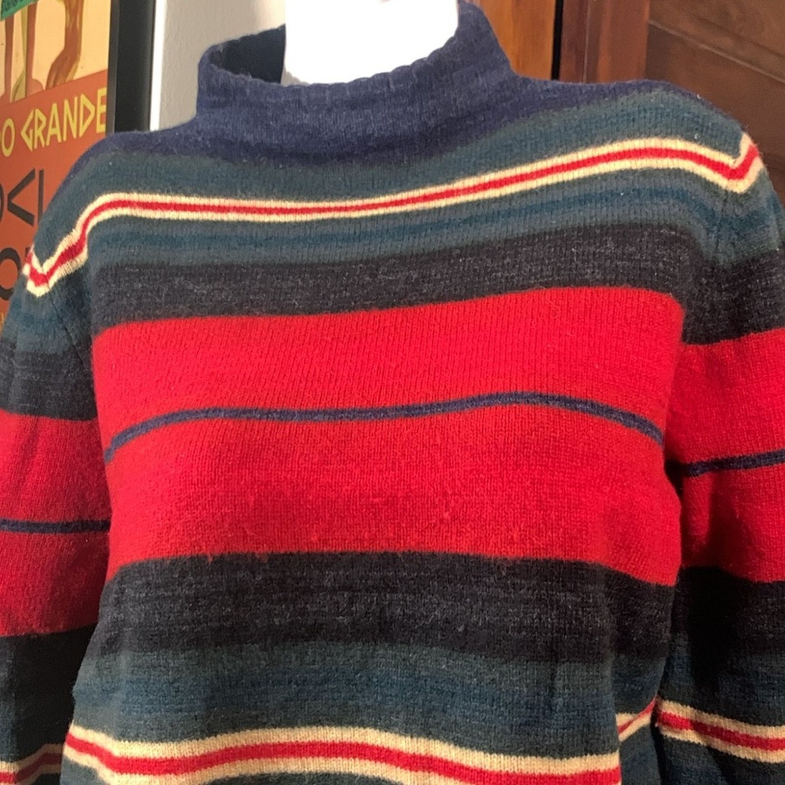 Lauren Ralph Lauren Ralph Lauren wool sweater blanket stripes western rugged Size L / US 10 / IT 46 - 1 Thumbnail