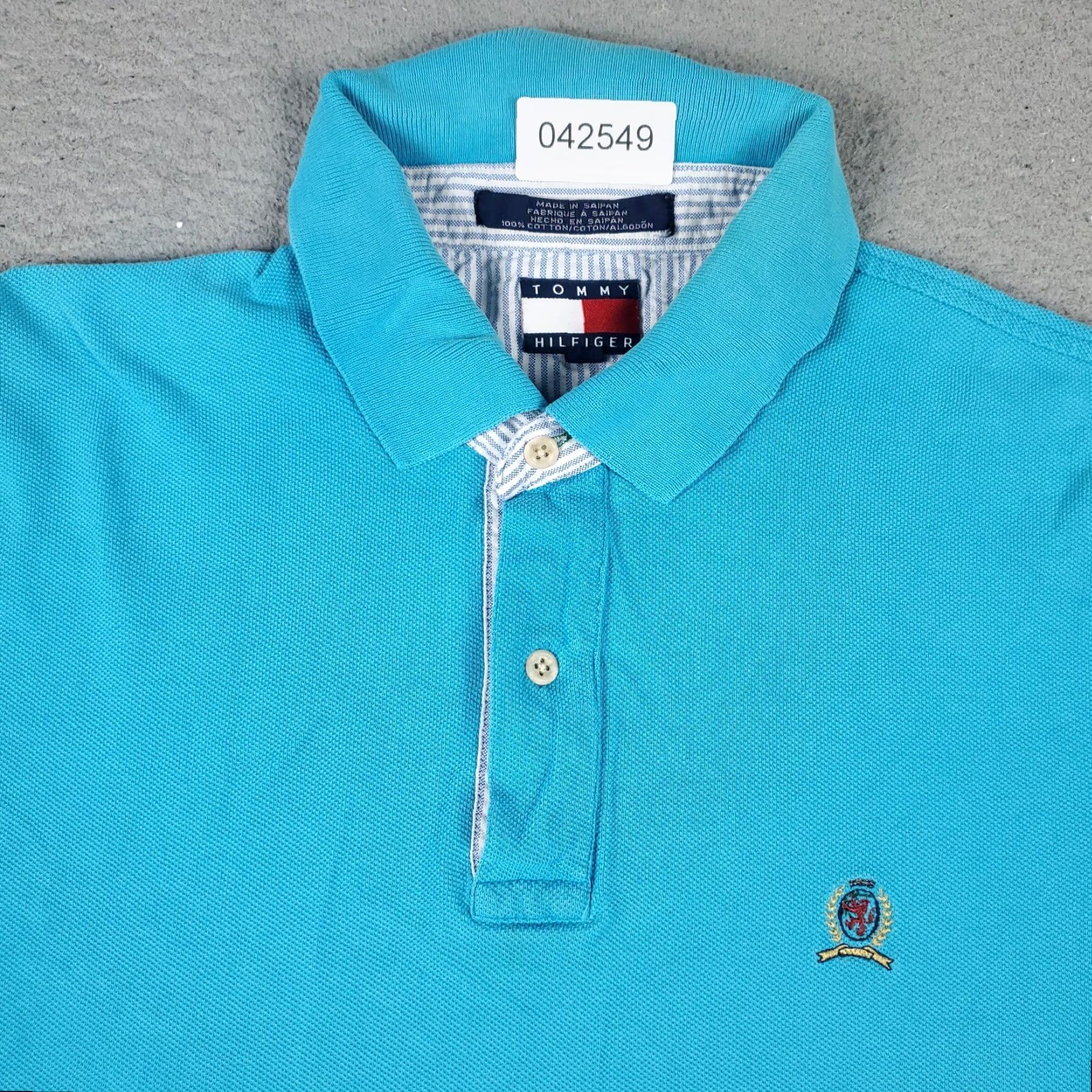 Tommy Hilfiger Tommy Hilfiger Polo Shirt Mens Large Blue Solid Short Sleeve Casual Button-Front 100% Cotton Logo Patch Vintage: No Mens Size US L / EU 52-54 / 3 - 2 Thumbnail