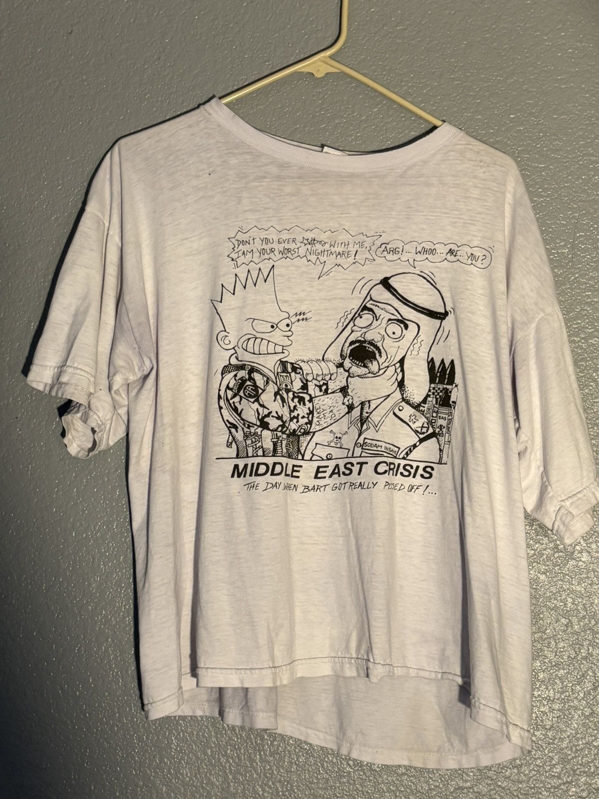 Vintage *RARE* Bart Simpson Middle East Crisis Tee Size US XL / EU 56 / 4 - 1 Thumbnail