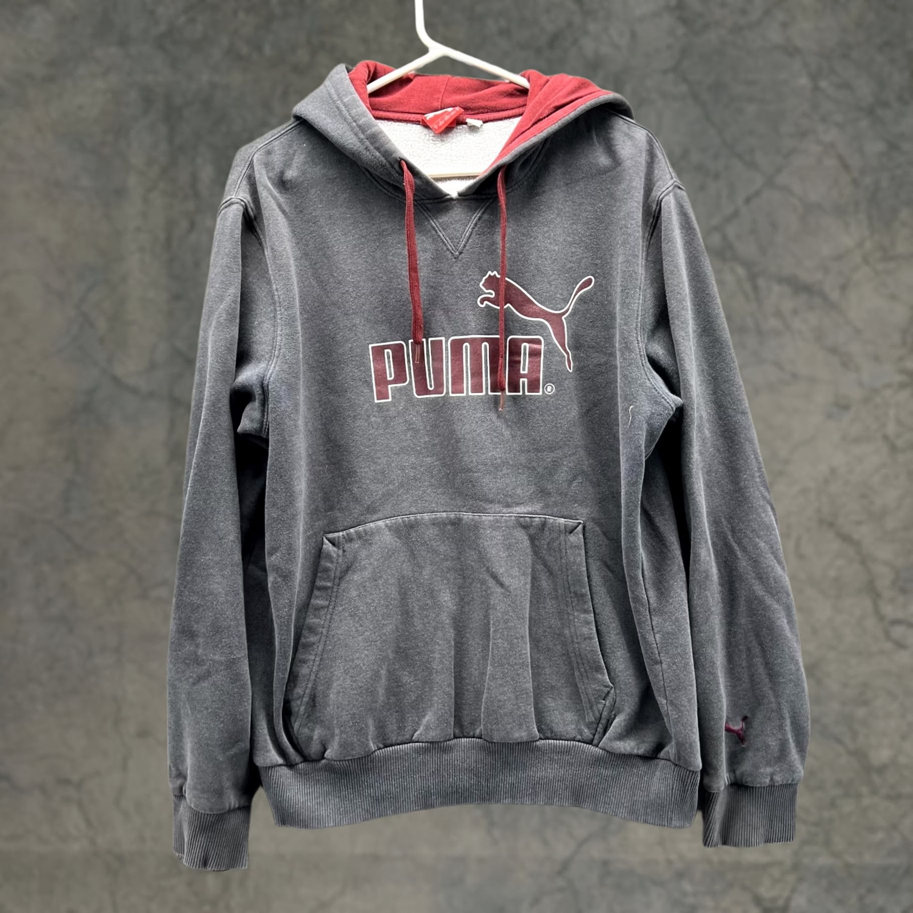 Puma Puma Sweater Men Medium Gray Hooded Pullover Sweatshirt Jacket Logo, Regular Fit, Fleece Cotton, Size M, VINTAGE? No Size US M / EU 48-50 / 2 - 1 Thumbnail