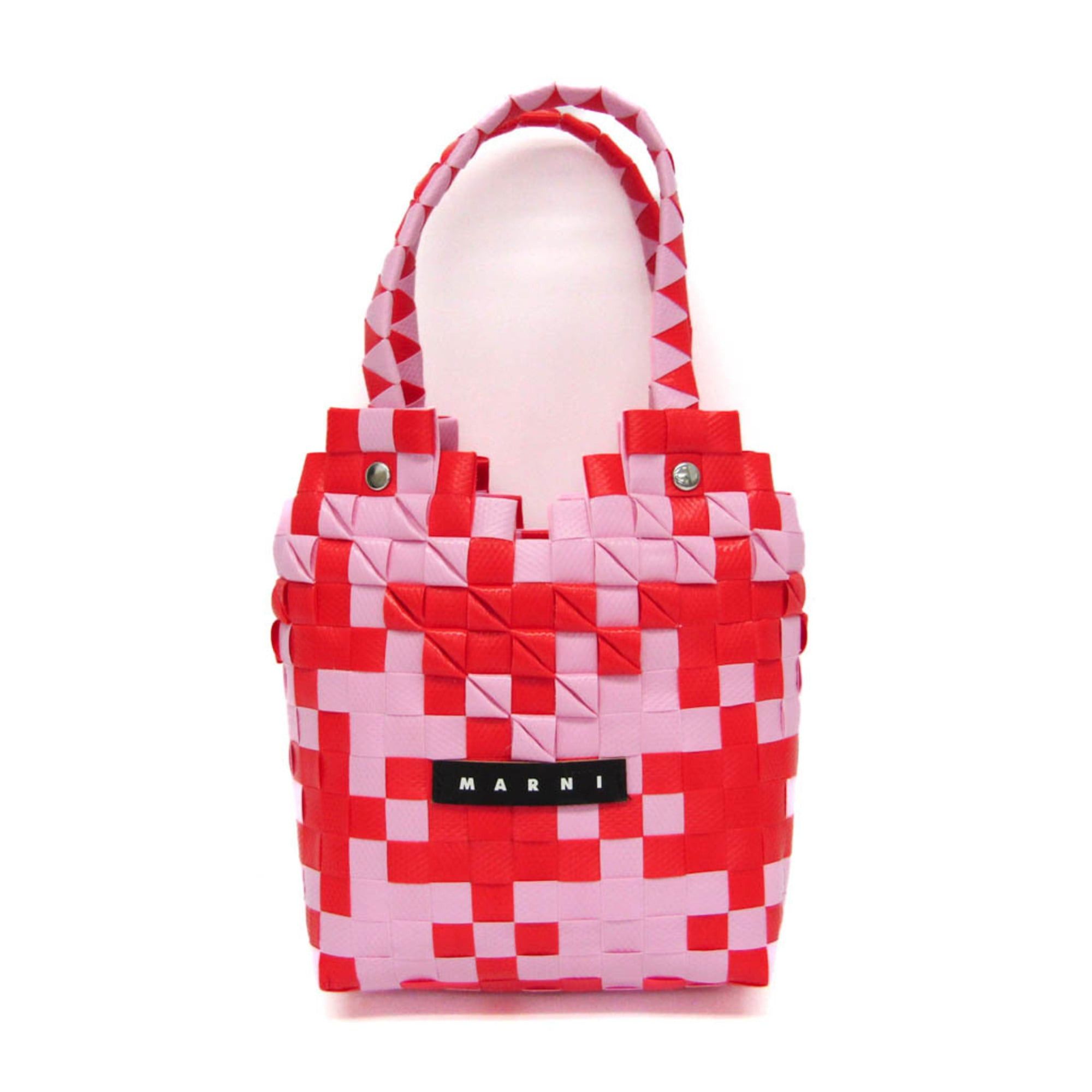 Marni Marni Kids Line Diamond Basket Bag Girls,Women Polypropylene,Leather Handbag Pink,Red Color Size ONE SIZE - 1 Thumbnail